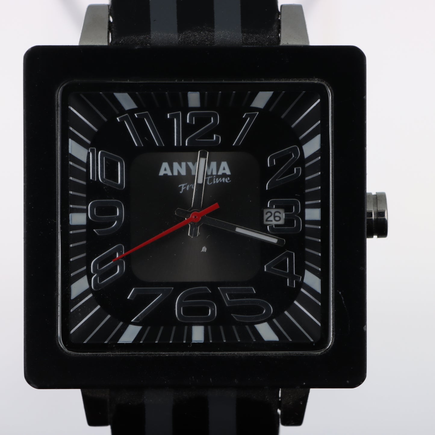 Anyma Free Time – Orologio Cassa Quadrata Total Black Quadrante Numeri Grandi con Data