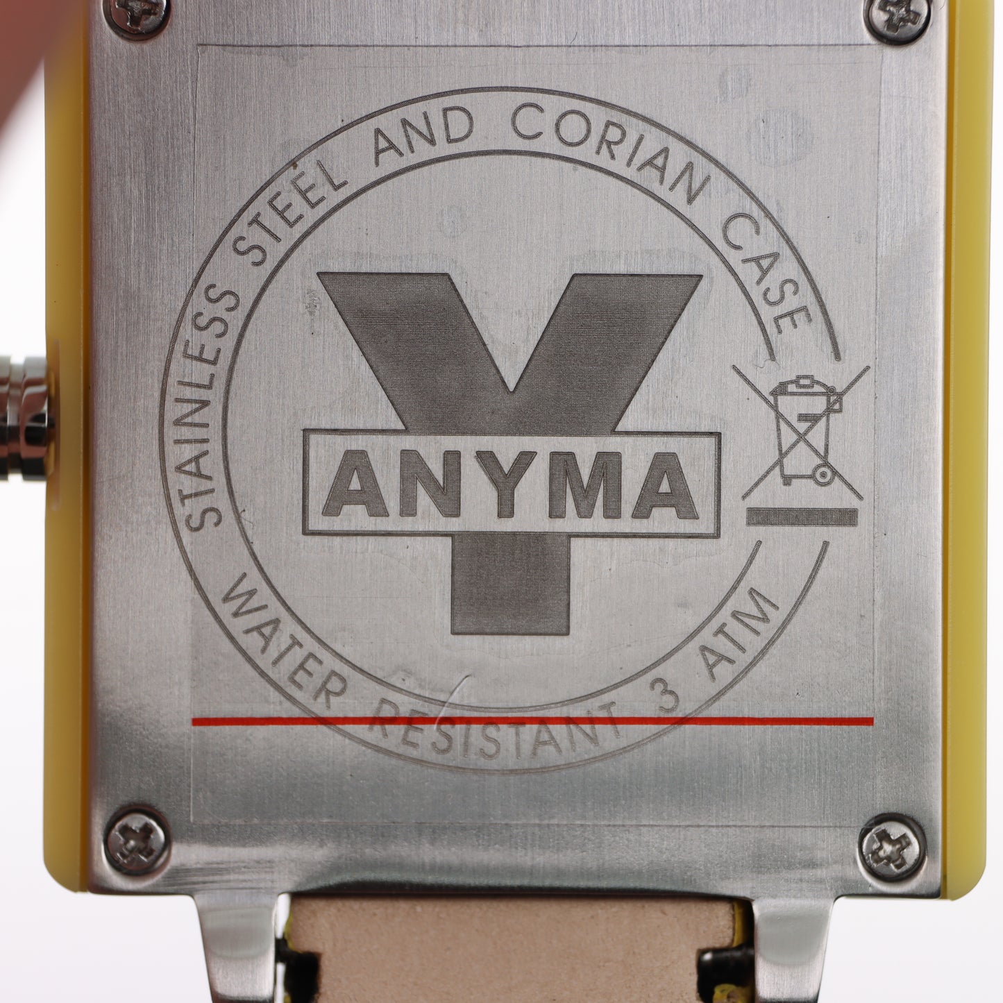 Anyma Free Time – Orologio Cassa Quadrata Gialla Quadrante Nero con Data e Cinturino Silicone