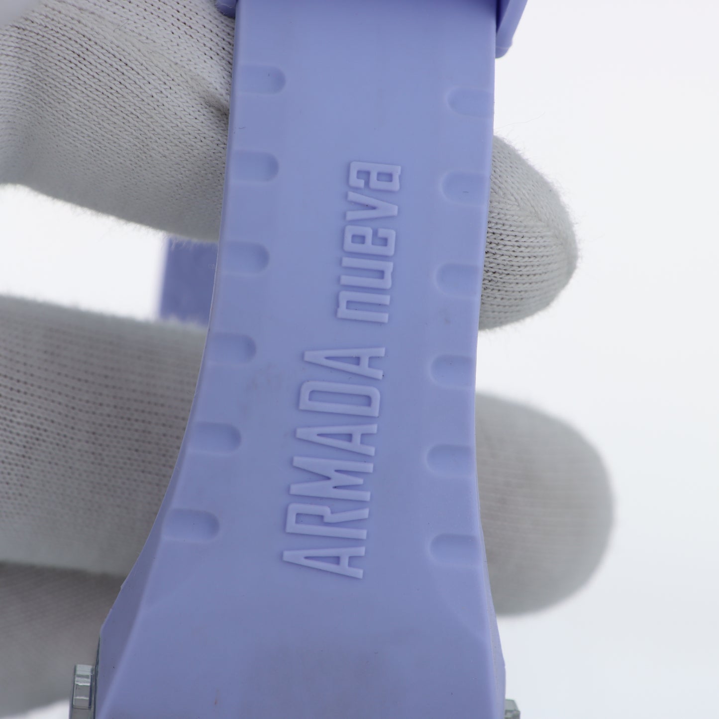 Armada Nueva – Cronografo Cassa Rettangolare Trasparente con Dettagli Lilla e Cinturino Silicone