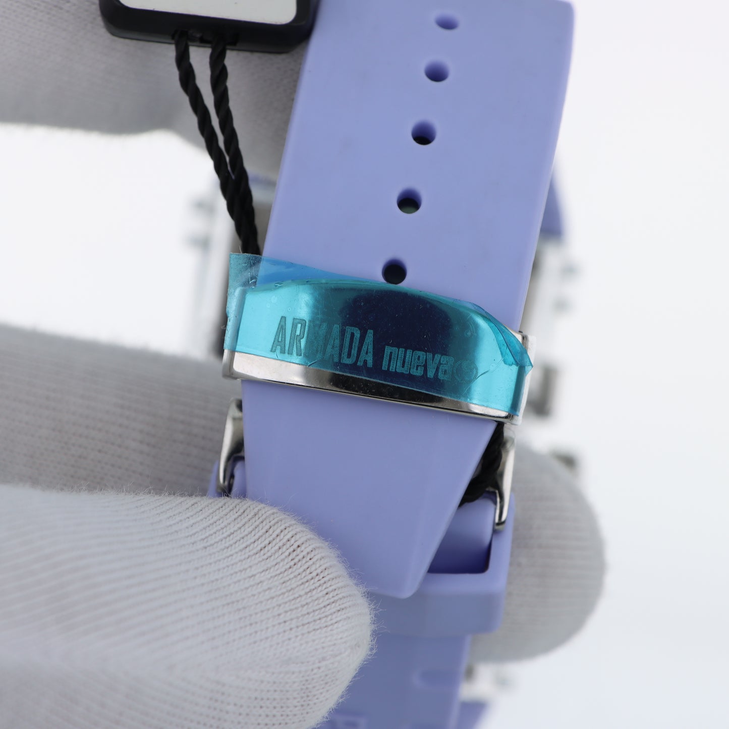 Armada Nueva – Cronografo Cassa Rettangolare Trasparente con Dettagli Lilla e Cinturino Silicone