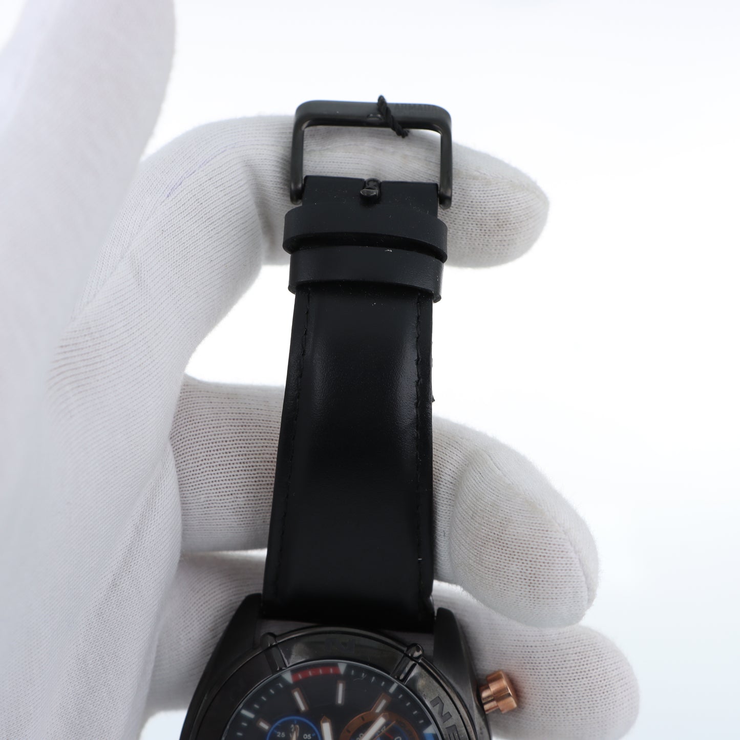 Armada Nueva – Cronografo Bussola Total Black con Dettagli Oro Rosa e Cinturino Pelle Nera