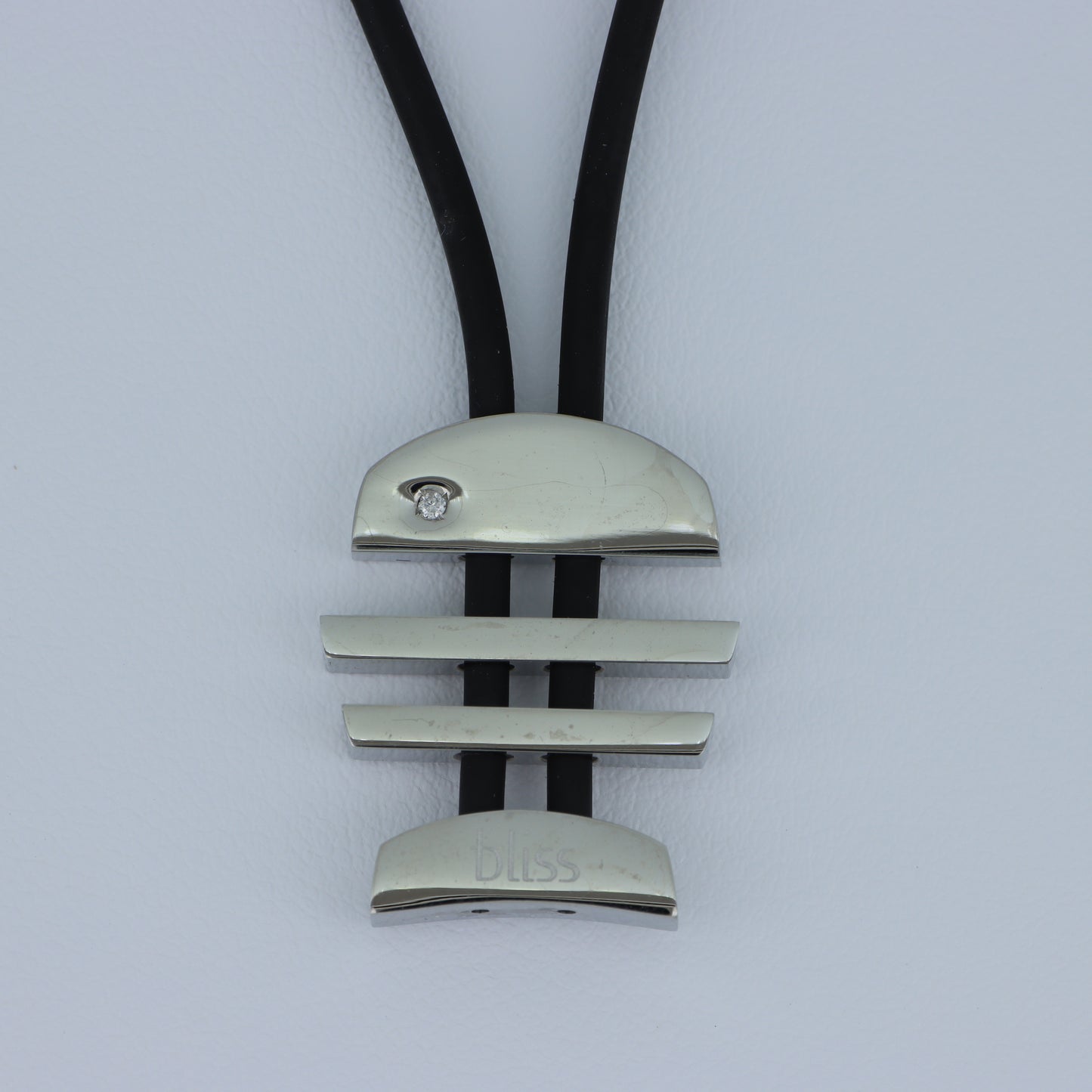 Bliss – Collana Pendente Acciaio Lucido con Cristallo e Cordino Nero