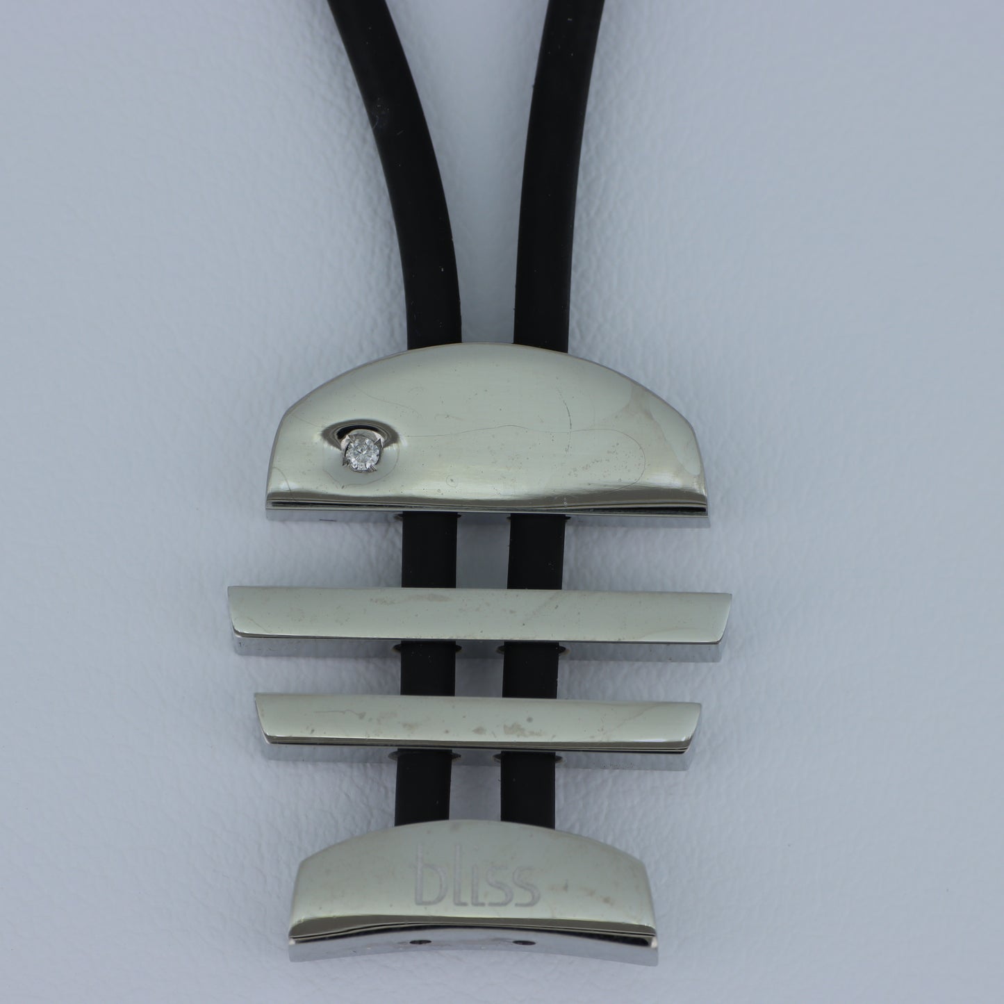 Bliss – Collana Pendente Acciaio Lucido con Cristallo e Cordino Nero