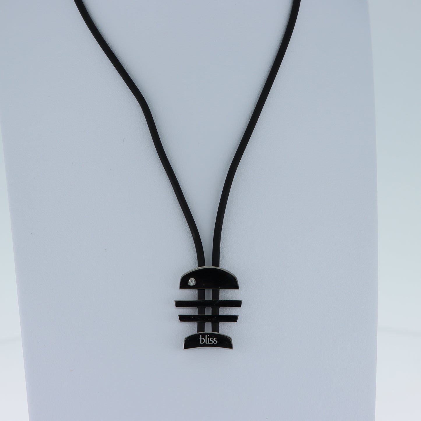 Bliss – Collana Pendente Acciaio Lucido con Cristallo e Cordino Nero