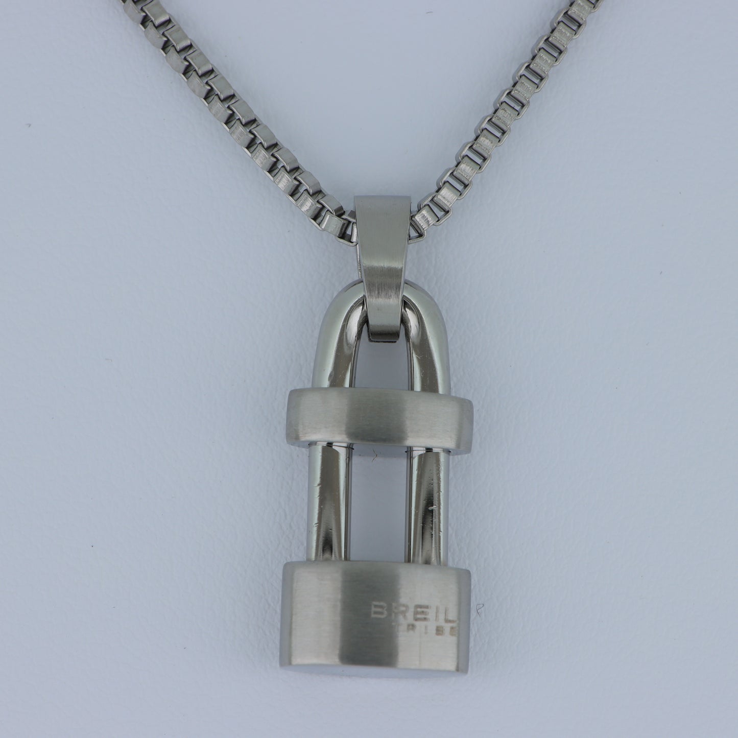 Breil Tribe – Collana Pendente Lucchetto Acciaio Spazzolato con Catena Veneziana