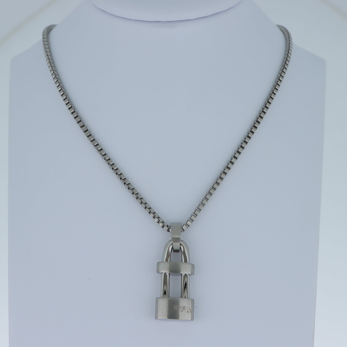 Breil Tribe – Collana Pendente Lucchetto Acciaio Spazzolato con Catena Veneziana