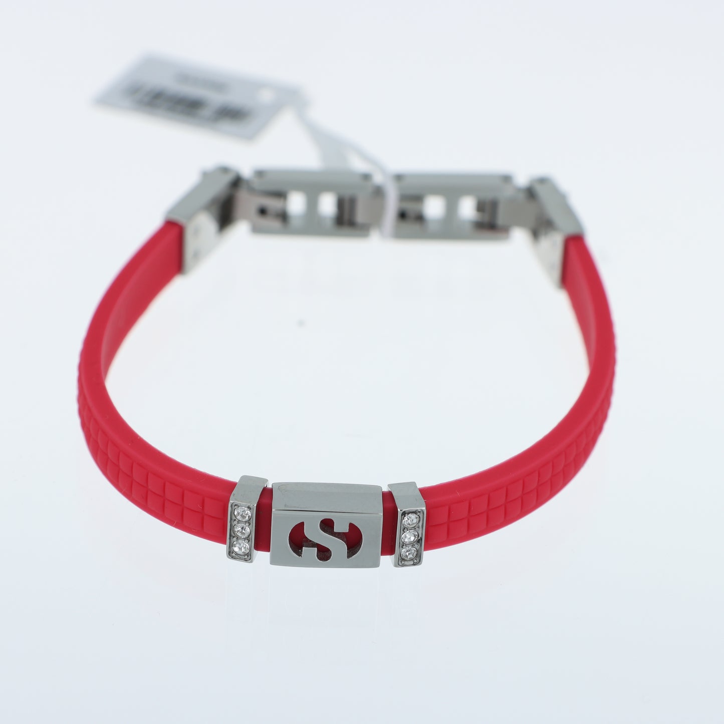 Morellato x Superga – Bracciale Silicone Borgogna con Placca Logo S Acciaio e Cristalli