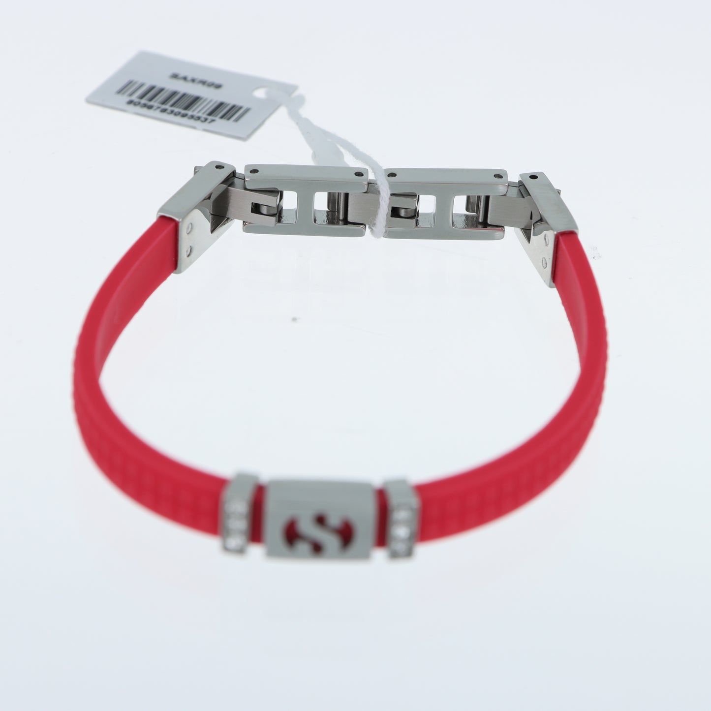 Morellato x Superga – Bracciale Silicone Borgogna con Placca Logo S Acciaio e Cristalli