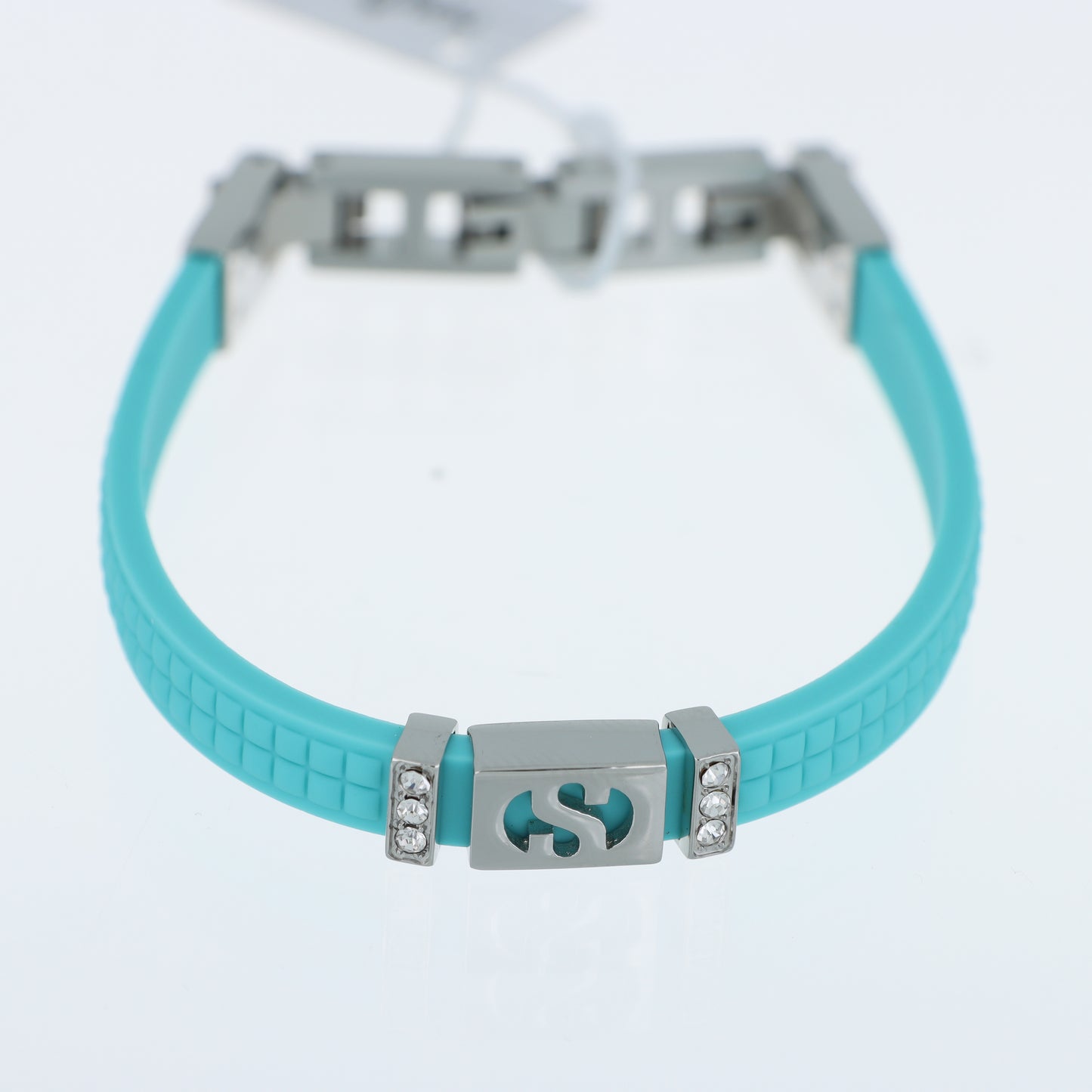 Morellato x Superga – Bracciale Silicone Turchese con Placca Logo S Acciaio e Cristalli