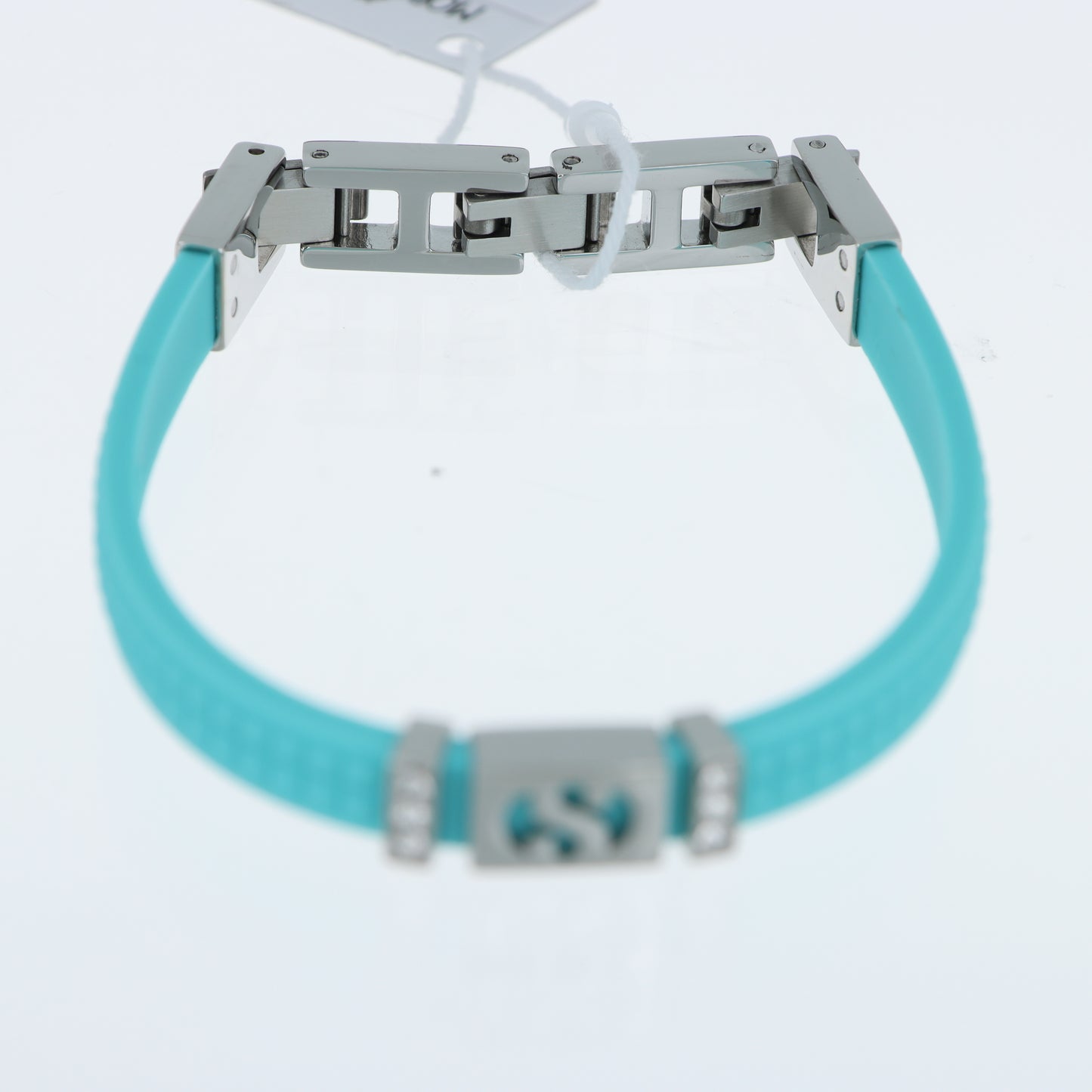 Morellato x Superga – Bracciale Silicone Turchese con Placca Logo S Acciaio e Cristalli