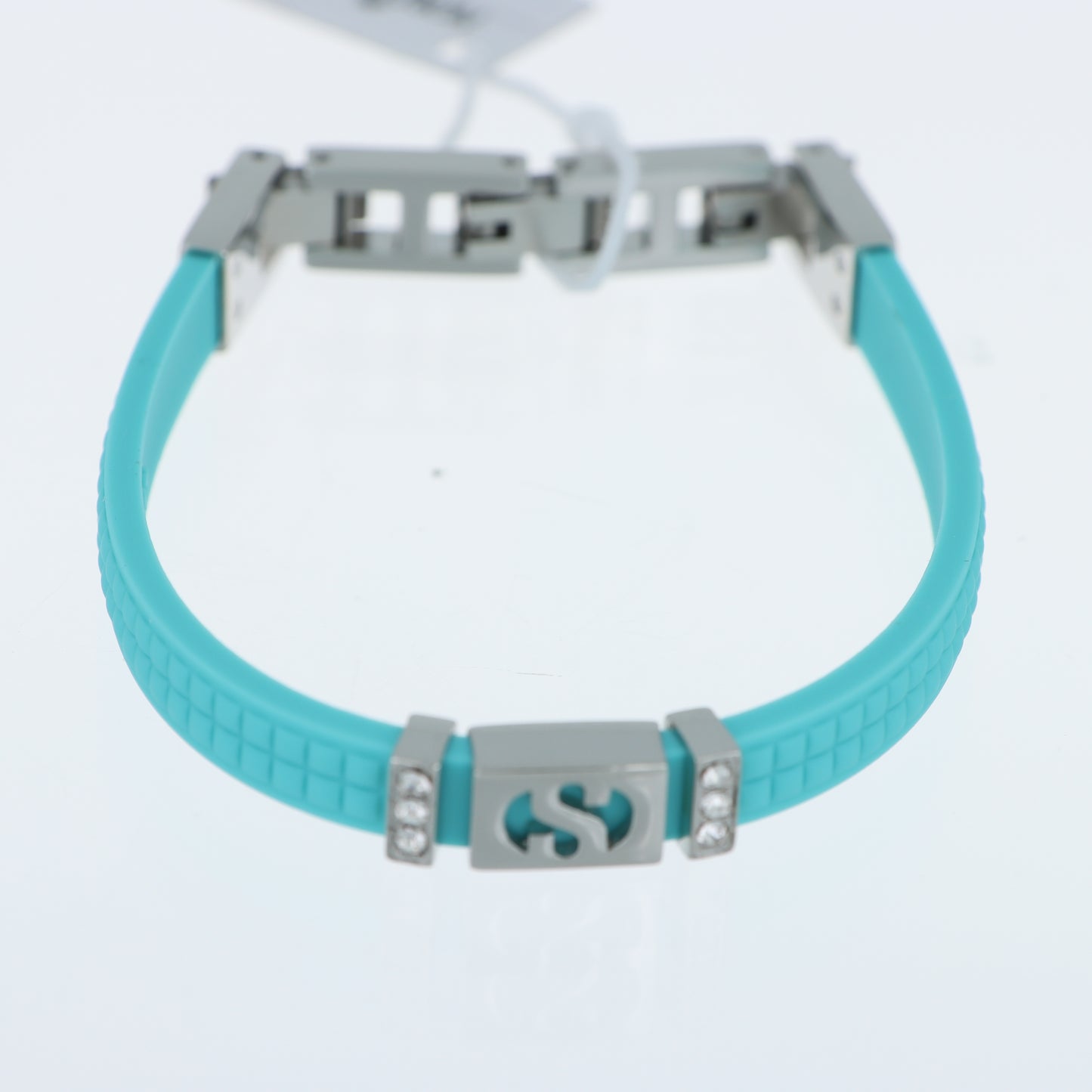 Morellato x Superga – Bracciale Silicone Turchese con Placca Logo S Acciaio e Cristalli