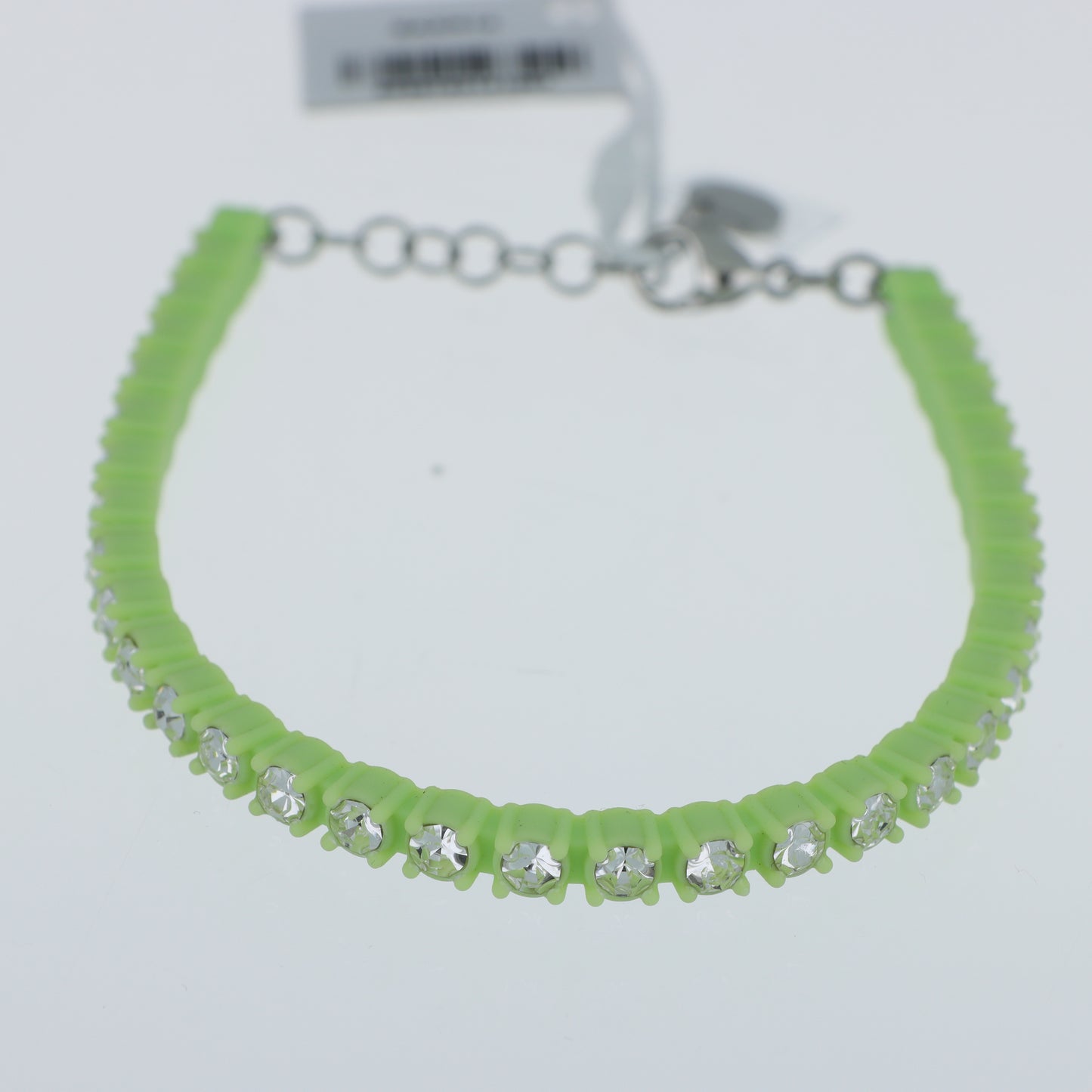 Morellato x Superga – Bracciale Tennis Silicone Verde Lime con Cristalli e Chiusura Moschettone