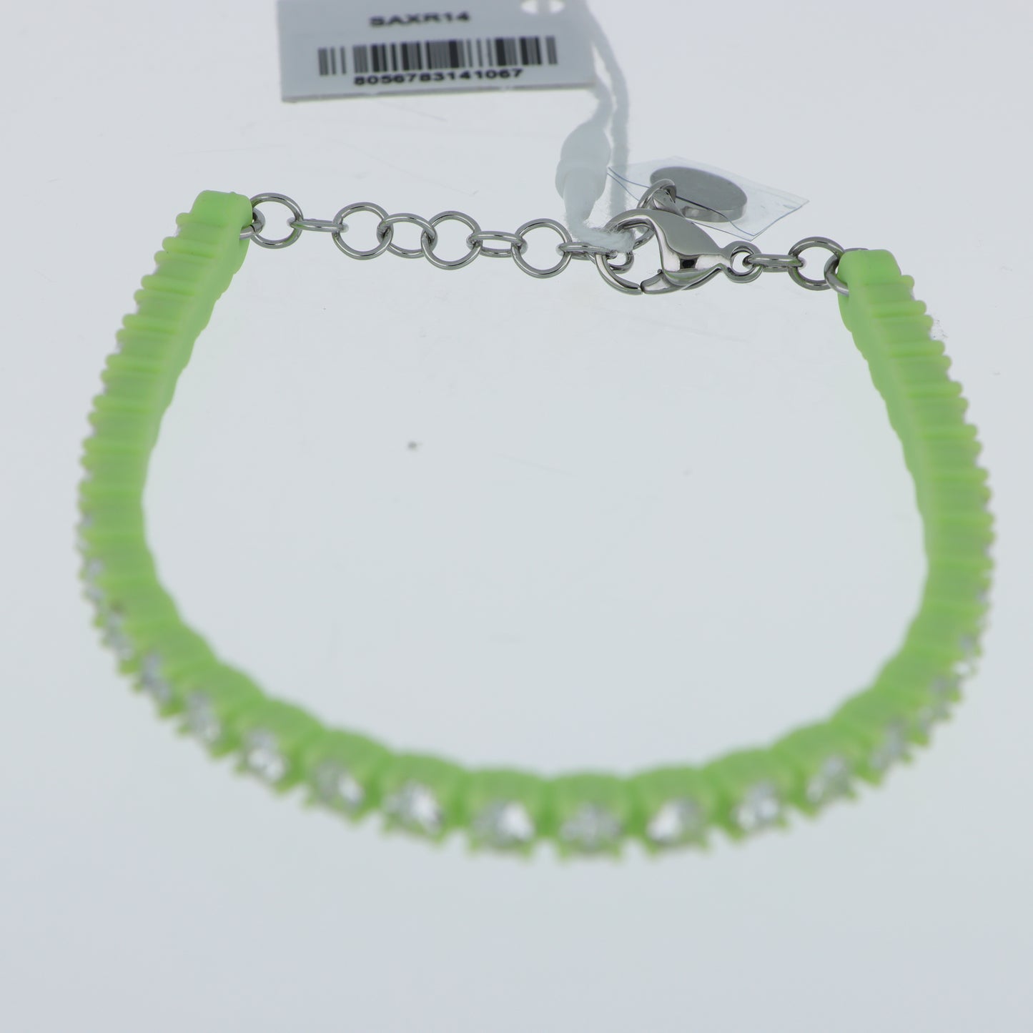 Morellato x Superga – Bracciale Tennis Silicone Verde Lime con Cristalli e Chiusura Moschettone