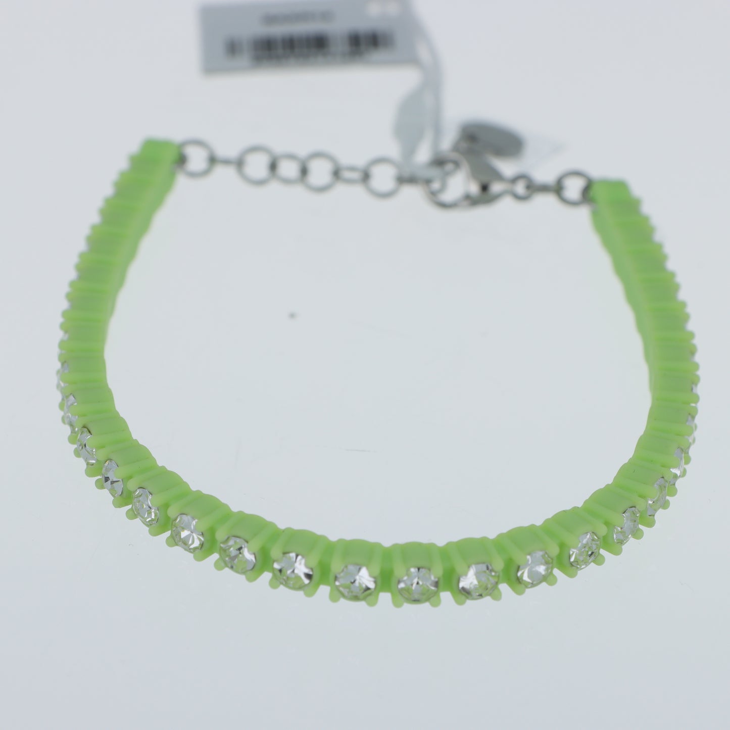 Morellato x Superga – Bracciale Tennis Silicone Verde Lime con Cristalli e Chiusura Moschettone