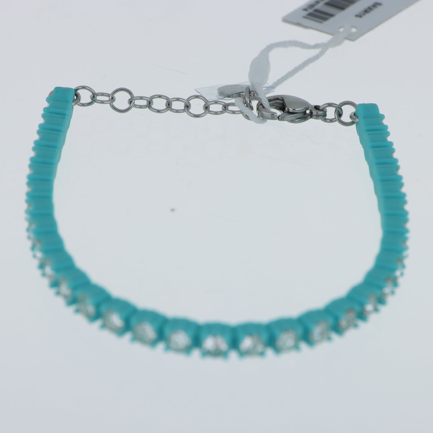 Morellato x Superga – Bracciale Tennis Silicone Turchese con Cristalli e Chiusura Moschettone