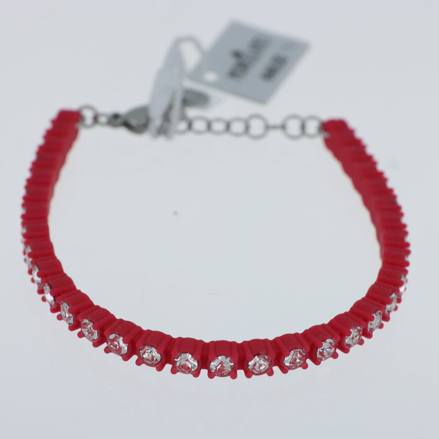 Morellato x Superga – Bracciale Tennis Silicone Borgogna con Cristalli e Chiusura Moschettone