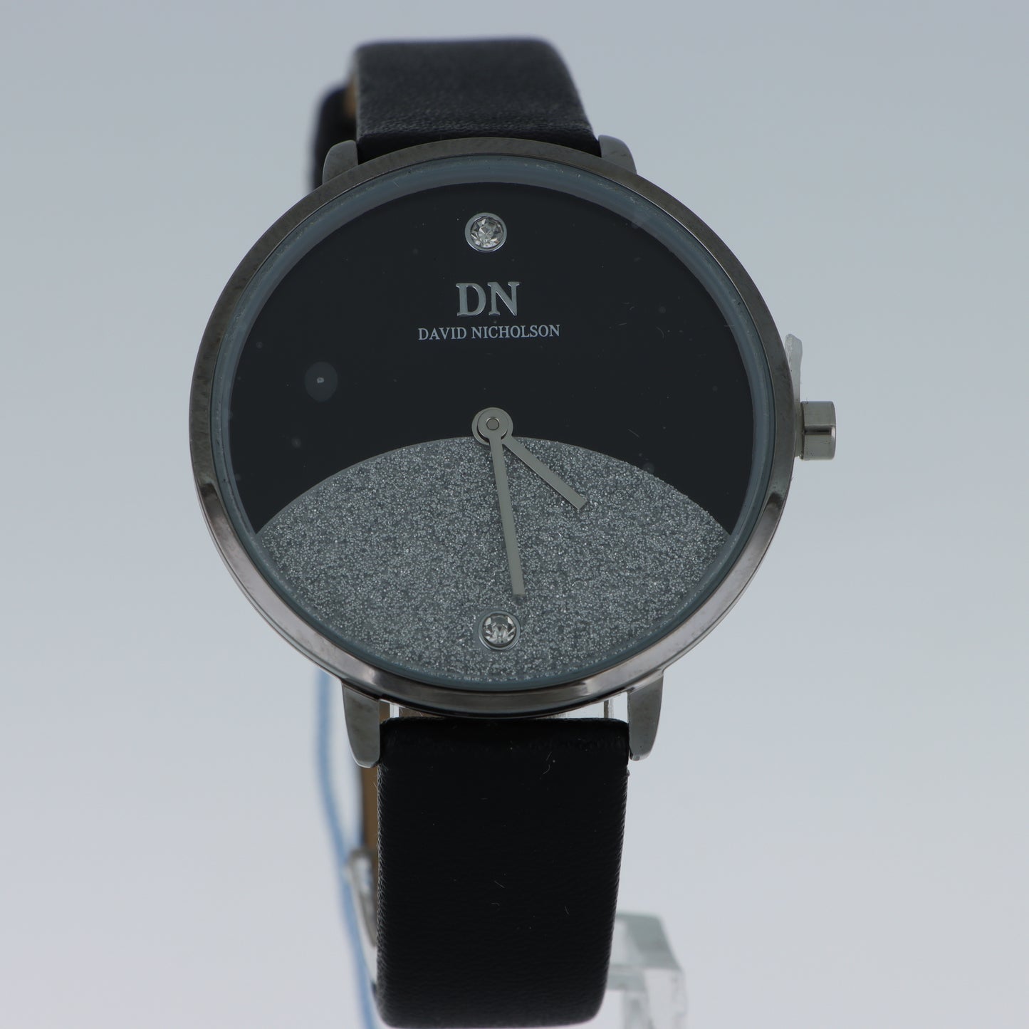 David Nicholson DN – Orologio Donna Quadrante Bicolore Nero e Glitter Argento con Cinturino Pelle Nera