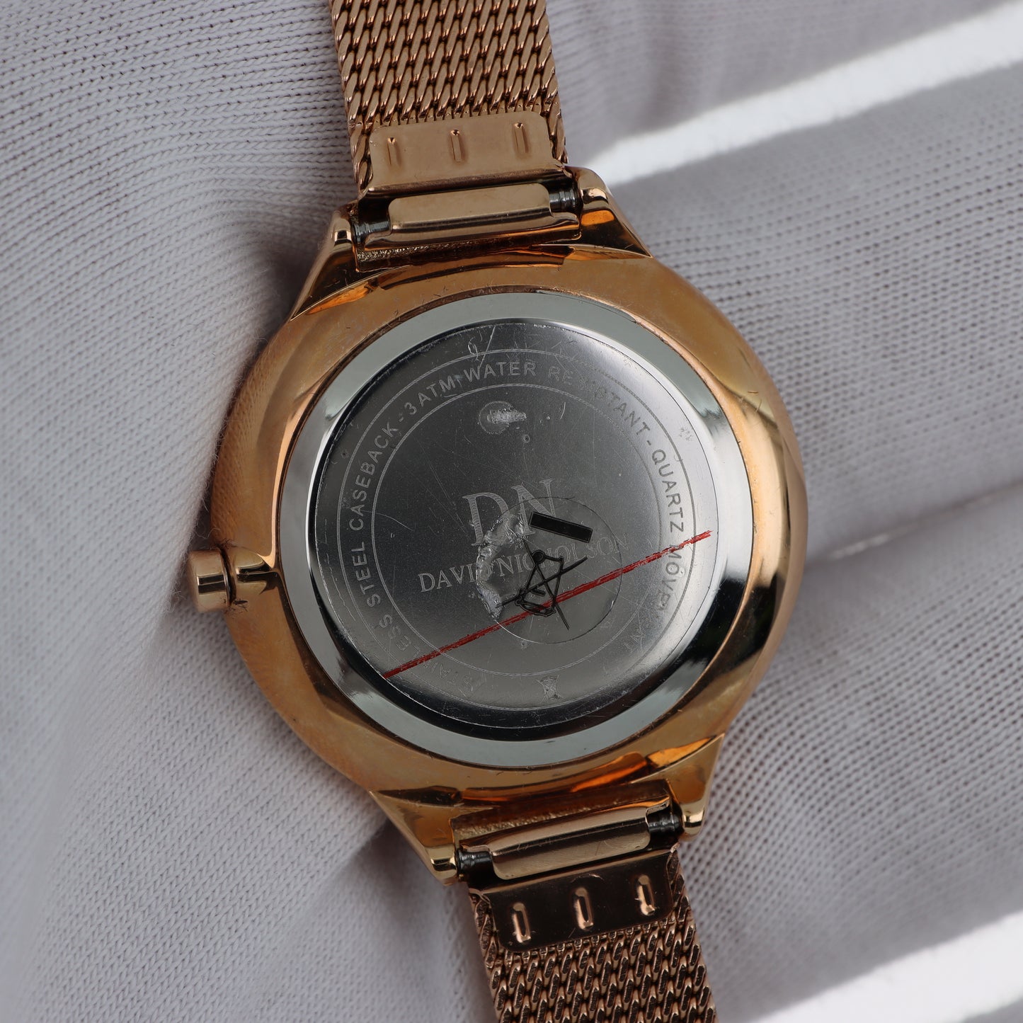 David Nicholson DN – Orologio Donna Quarzo Glamour Doppia Lunetta Cristalli Quadrante Rosa Gold e Bracciale Mesh Oro Rosa