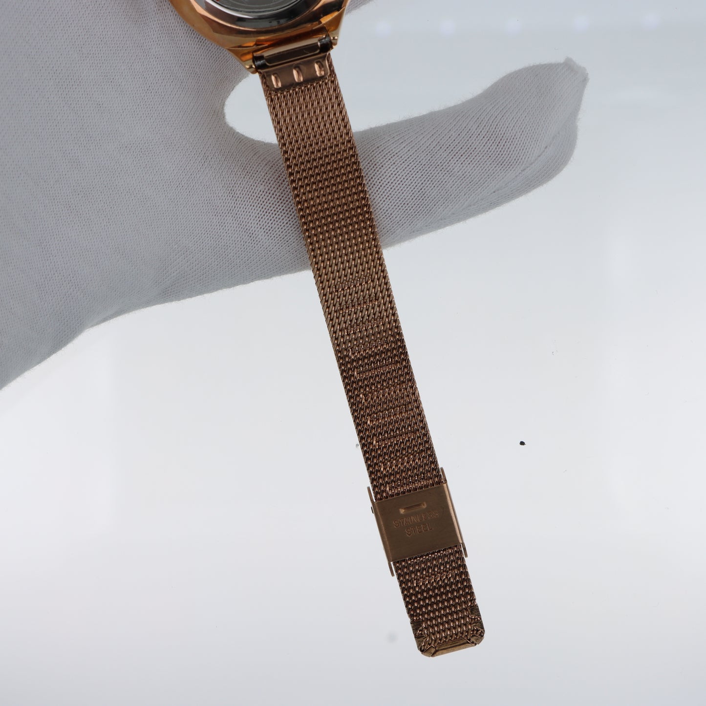 David Nicholson DN – Orologio Donna Quarzo Glamour Doppia Lunetta Cristalli Quadrante Rosa Gold e Bracciale Mesh Oro Rosa
