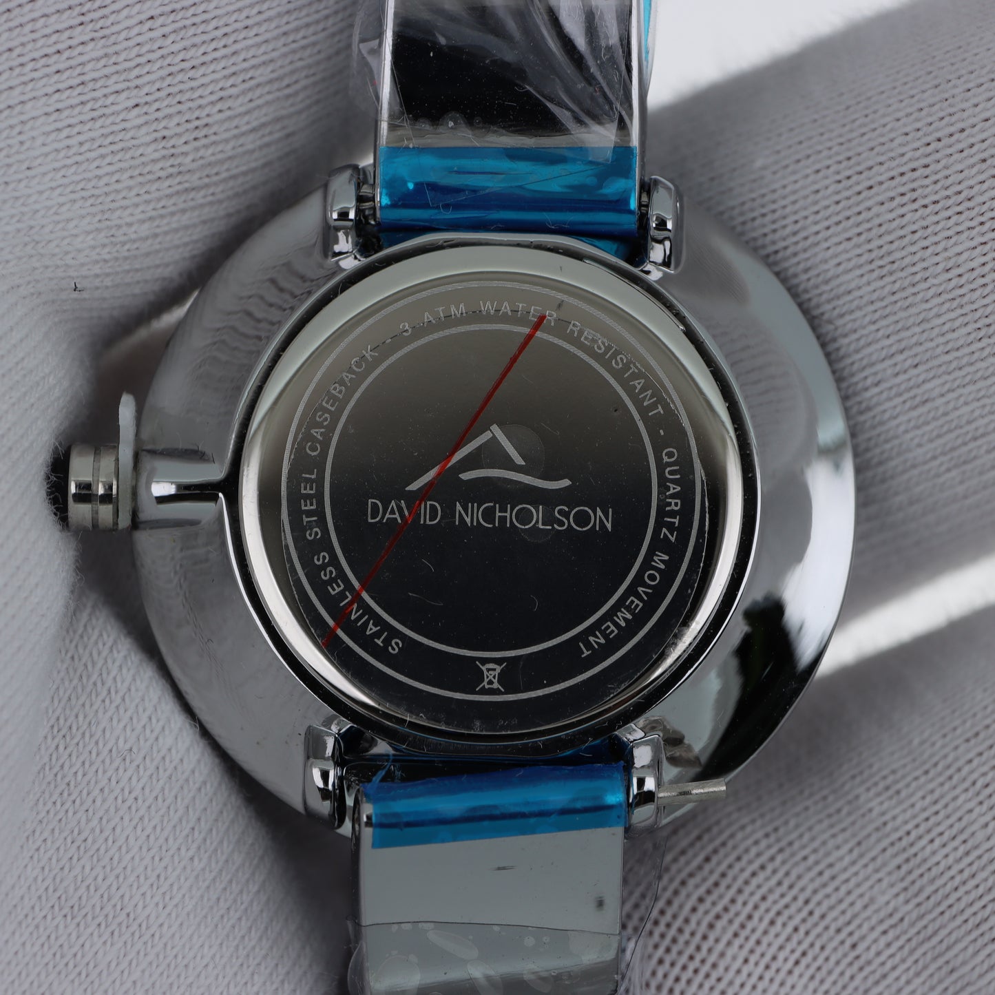 David Nicholson – Orologio Donna Quarzo Lunetta Nera Laccata Quadrante Nero e Cinturino Resina Blu Marmorizzata