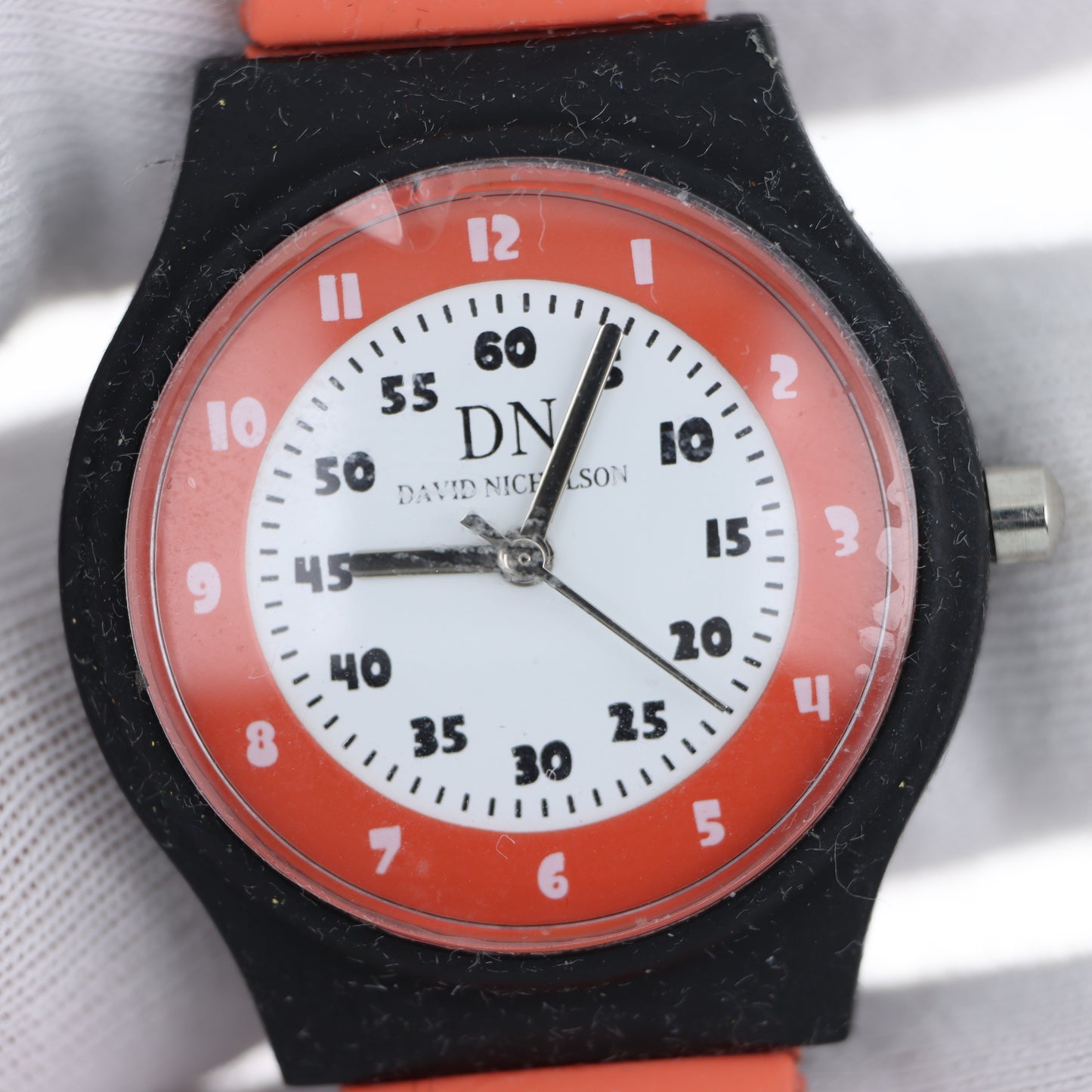 David Nicholson DN – Orologio Sportivo Quarzo Quadrante Bicolore Arancione e Bianco con Cinturino Silicone Arancione