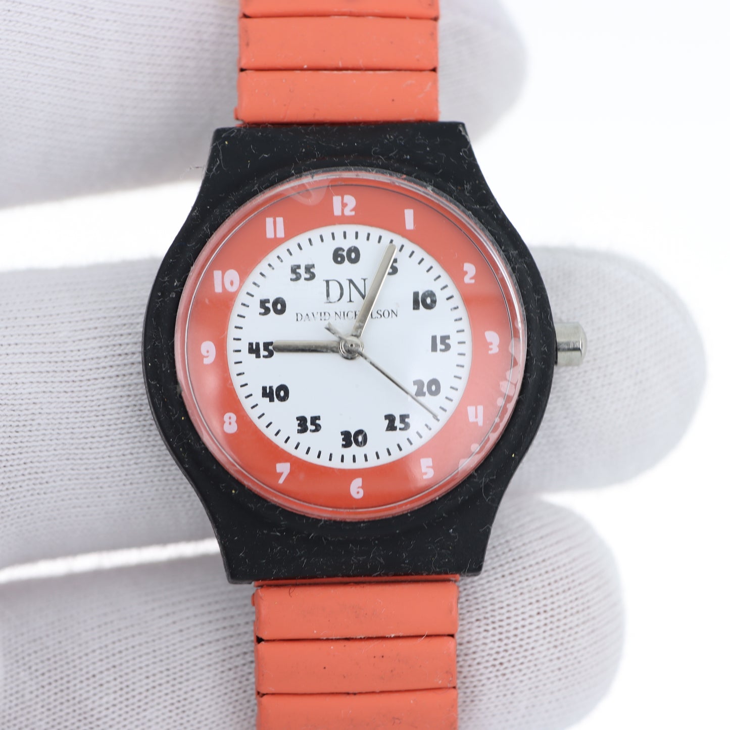 David Nicholson DN – Orologio Sportivo Quarzo Quadrante Bicolore Arancione e Bianco con Cinturino Silicone Arancione