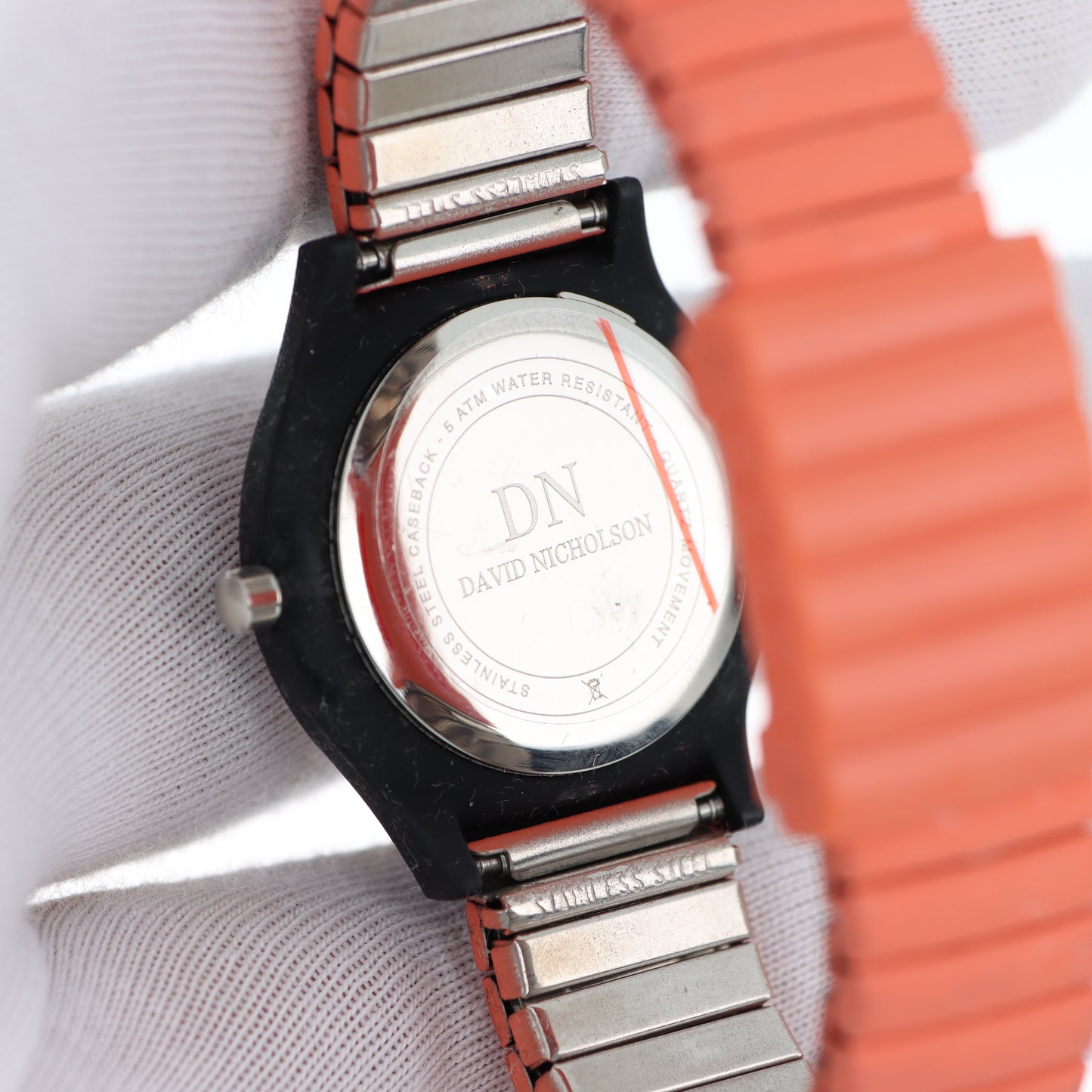 David Nicholson DN – Orologio Sportivo Quarzo Quadrante Bicolore Arancione e Bianco con Cinturino Silicone Arancione