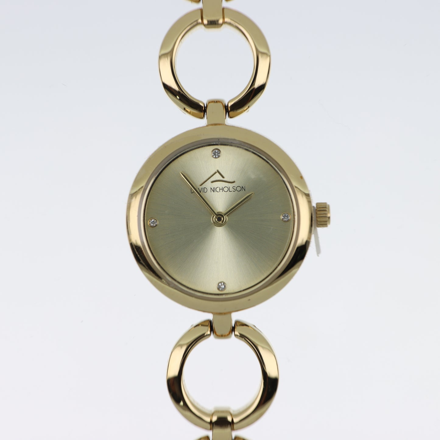 David Nicholson – Orologio Donna Quarzo Total Gold Quadrante Champagne con Cristalli e Bracciale Maglie Circolari