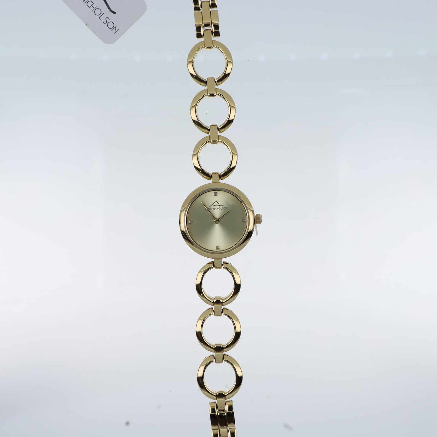 David Nicholson – Orologio Donna Quarzo Total Gold Quadrante Champagne con Cristalli e Bracciale Maglie Circolari