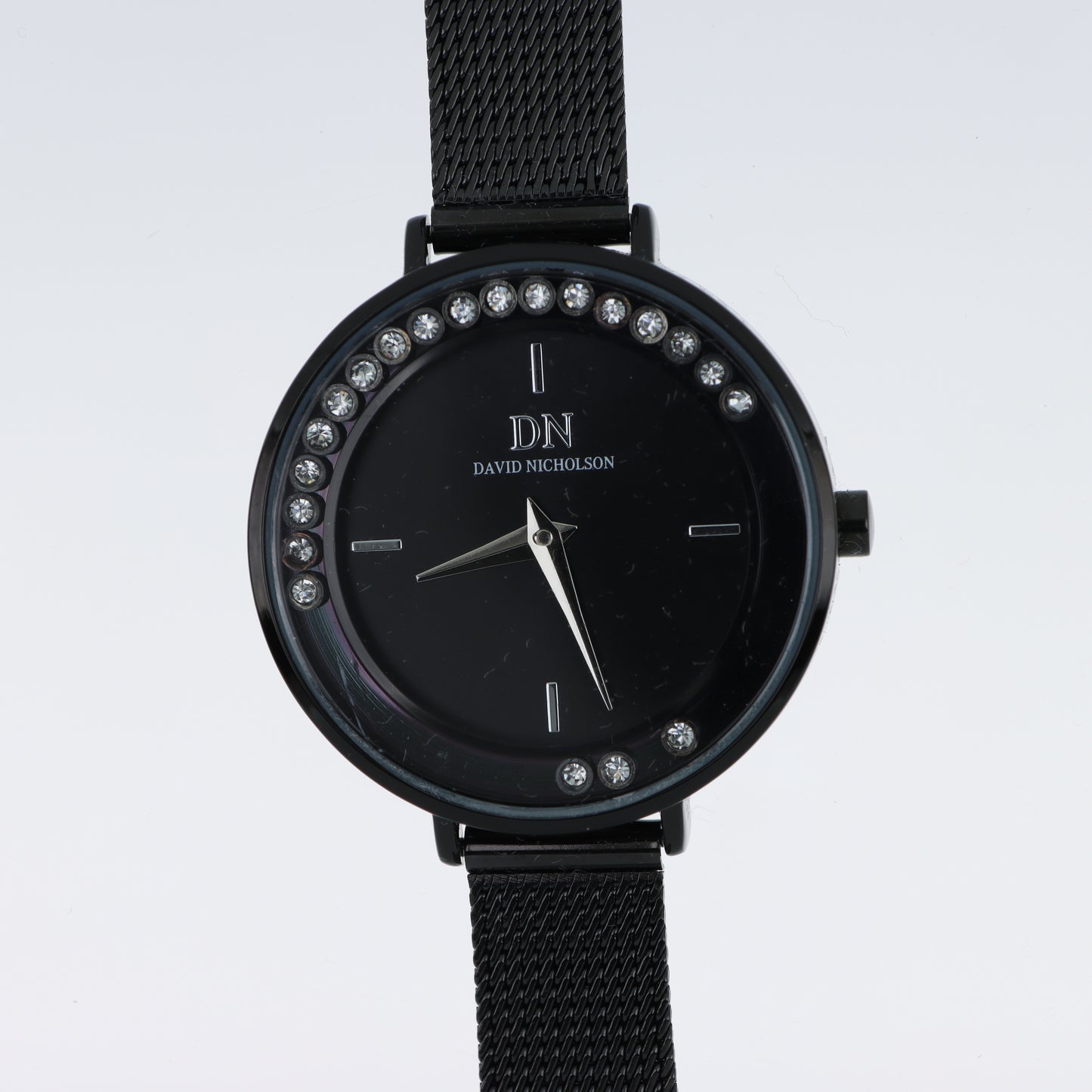 David Nicholson DN – Orologio Donna Quarzo Full Black Lunetta con Cristalli Quadrante Nero e Bracciale Mesh Nero