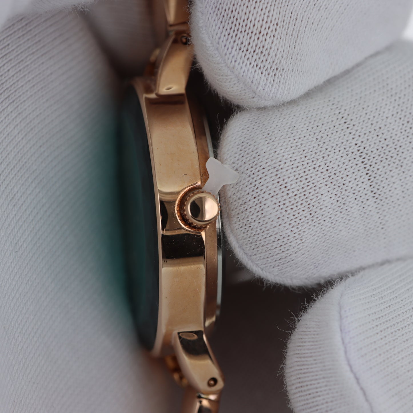 David Nicholson DN – Orologio Donna Quarzo Vetro Sfaccettato Fumé Quadrante Turchese e Bracciale Rigido Oro Rosa