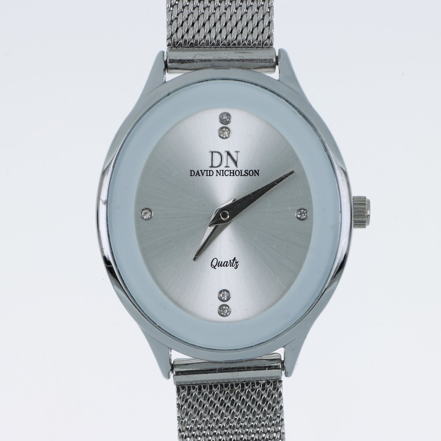 David Nicholson DN – Orologio Donna Quarzo Total Silver Quadrante Argento con Cristalli e Bracciale Mesh