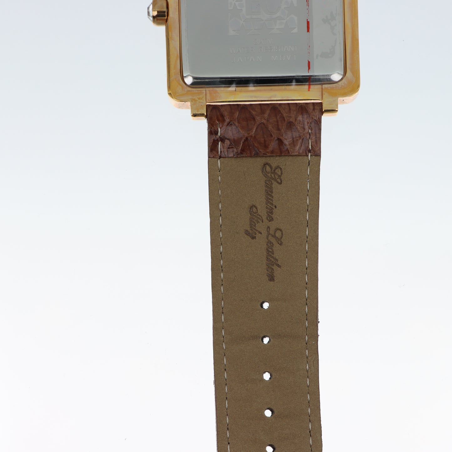 Enrico Coveri - Orologio Donna Cassa Quadrata Gold Pavé Numeri Romani Cinturino Pitone