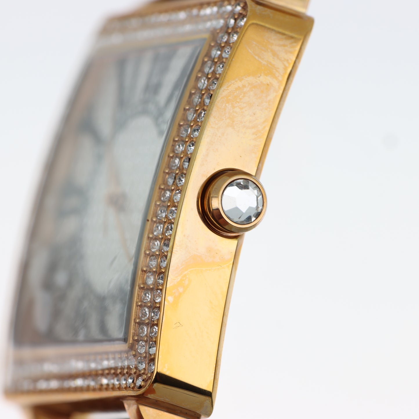 Enrico Coveri - Orologio Donna Cassa Quadrata Gold Pavé Numeri Romani Cinturino Pitone