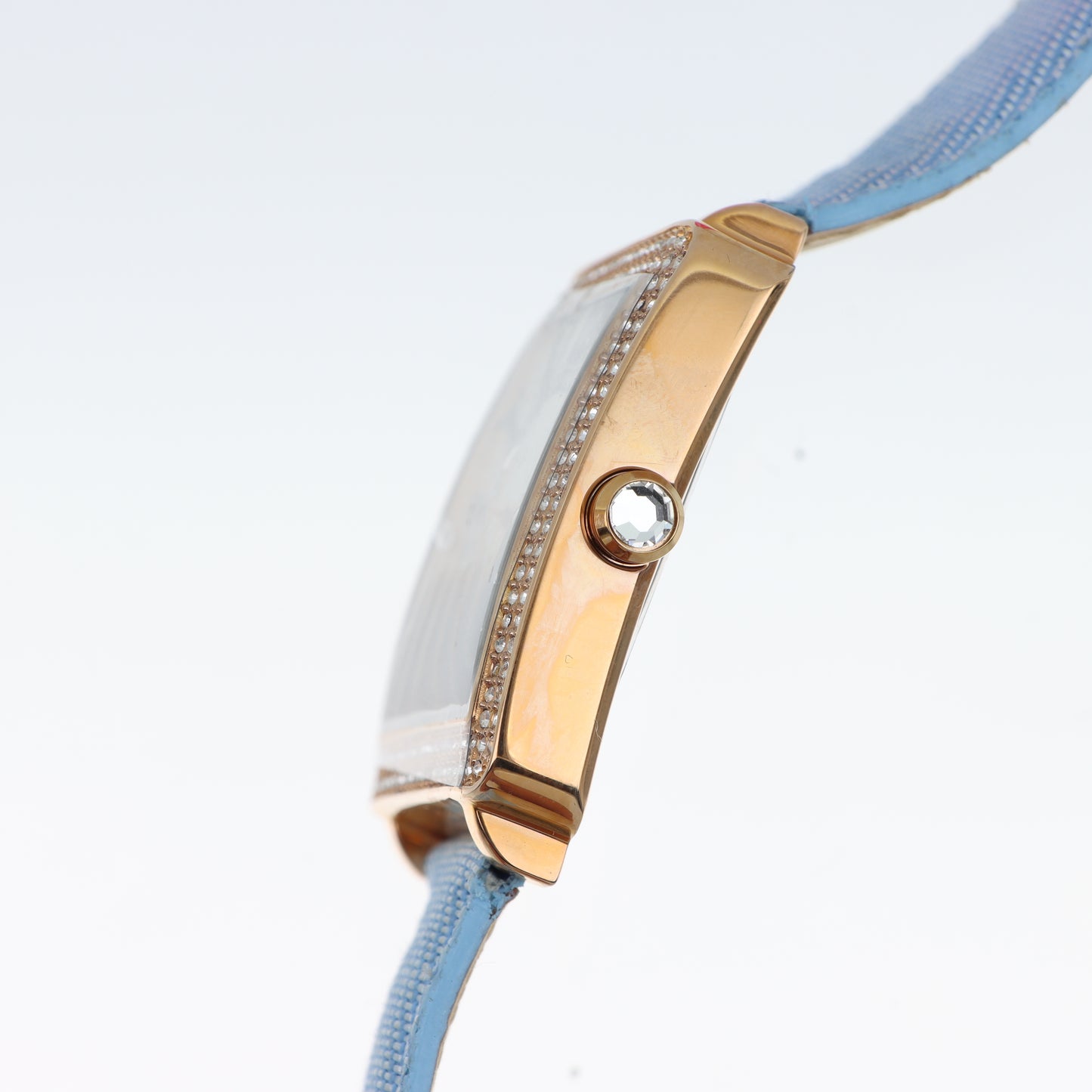 Enrico Coveri - Orologio Donna Cassa Quadrata Gold Pavé Numeri Romani Cinturino Denim