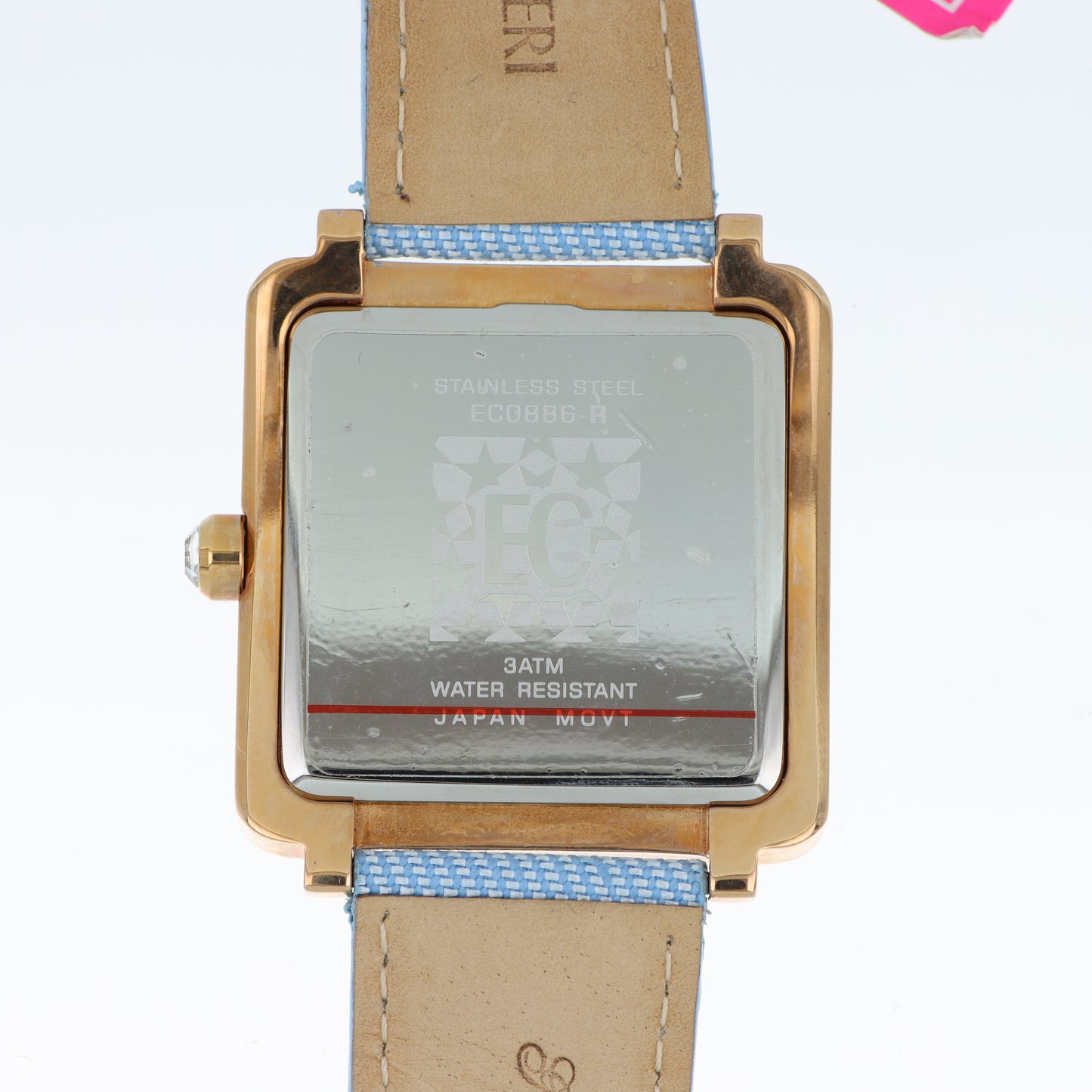 Enrico Coveri - Orologio Donna Cassa Quadrata Gold Pavé Numeri Romani Cinturino Denim