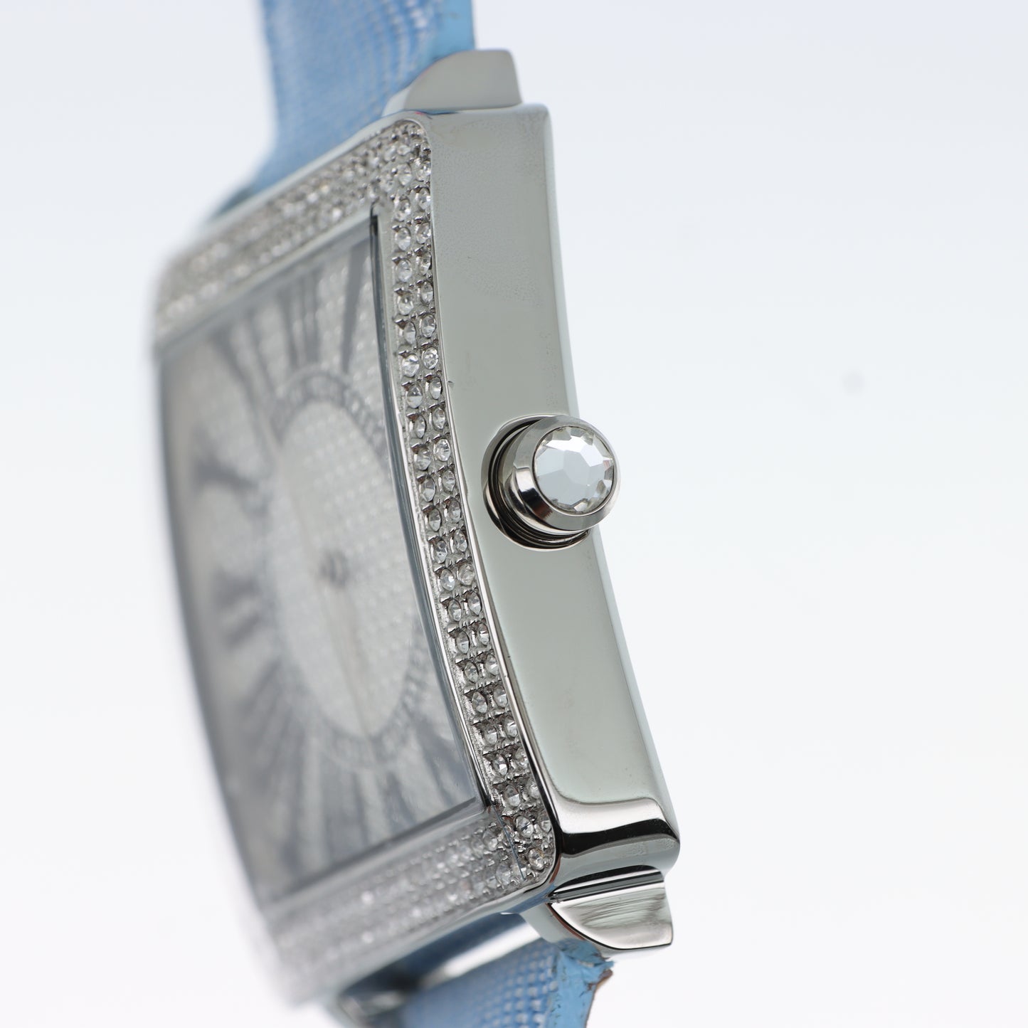 Enrico Coveri - Orologio Donna Cassa Quadrata Pavé Numeri Romani Cinturino Denim