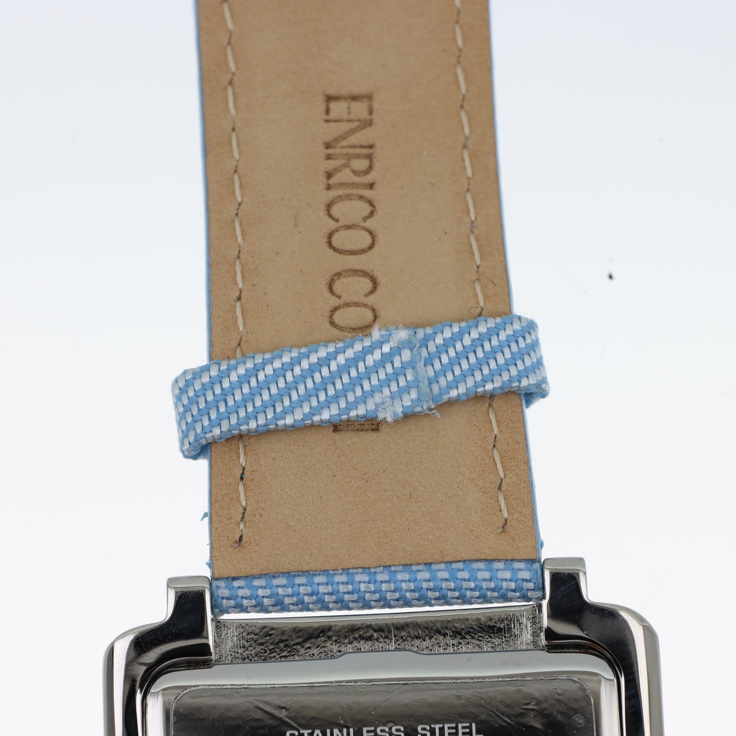 Enrico Coveri - Orologio Donna Cassa Quadrata Pavé Numeri Romani Cinturino Denim