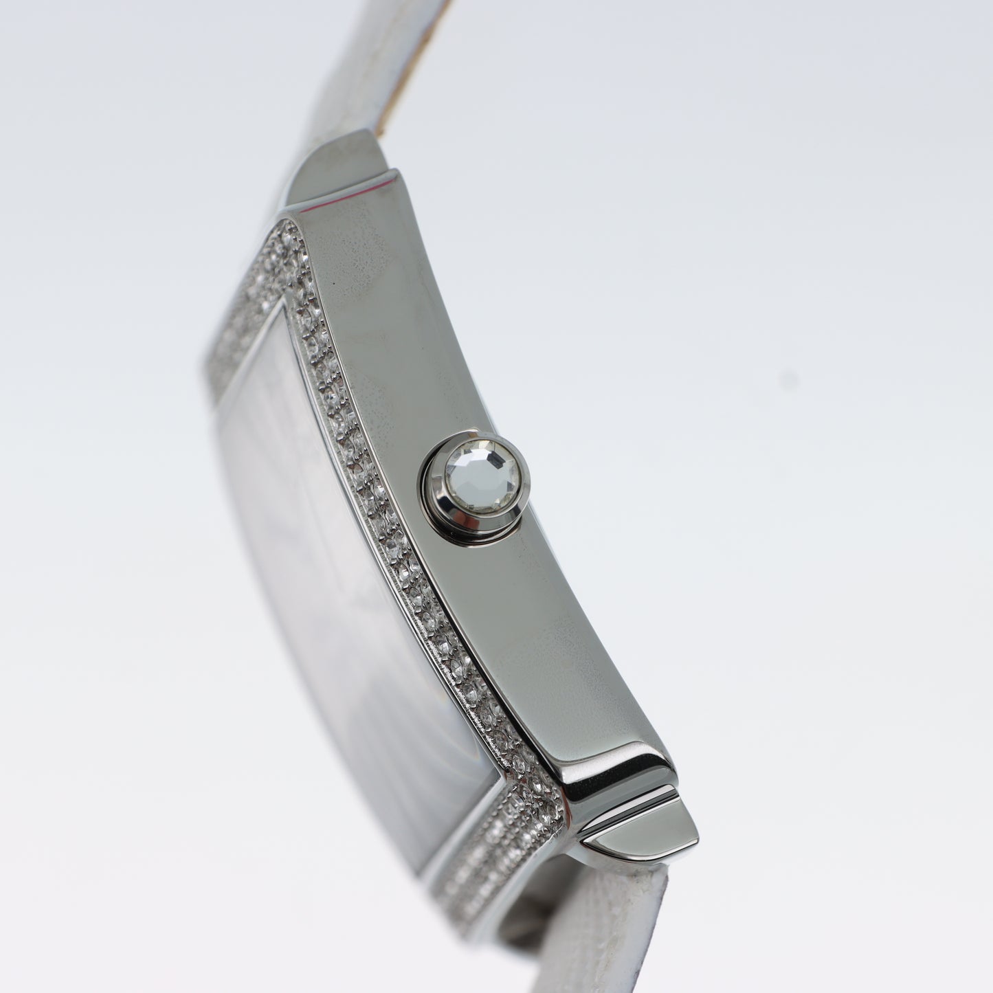 Enrico Coveri - Orologio Donna Cassa Quadrata Full Pavé Cinturino Bianco