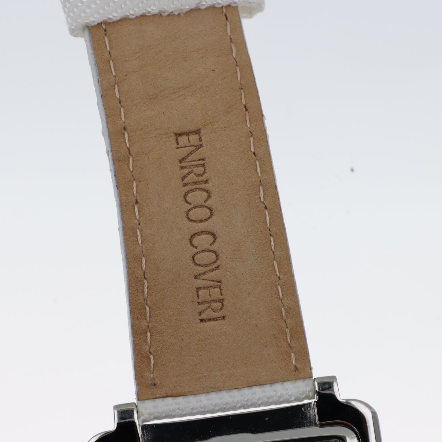 Enrico Coveri - Orologio Donna Cassa Quadrata Full Pavé Cinturino Bianco