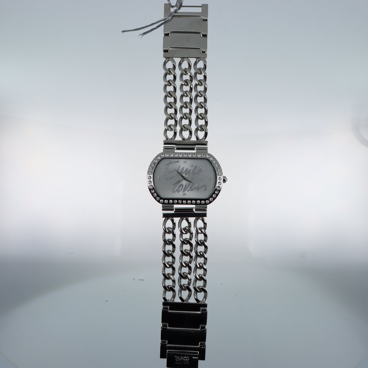 Enrico Coveri - Orologio Donna Cassa Barrel Pavé Tripla Catena Gunmetal Quadrante Bianco