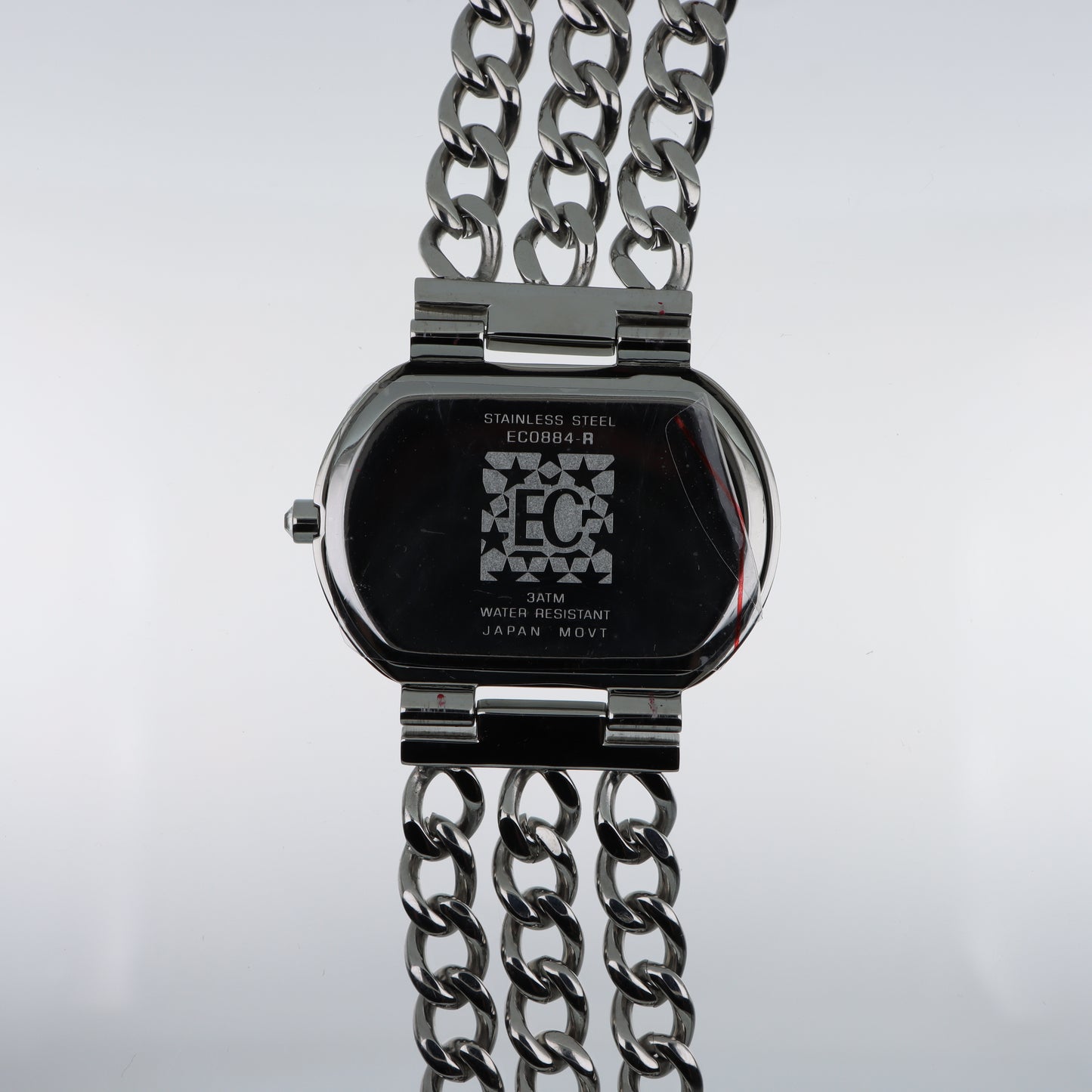 Enrico Coveri - Orologio Donna Cassa Barrel Pavé Tripla Catena Gunmetal Quadrante Bianco