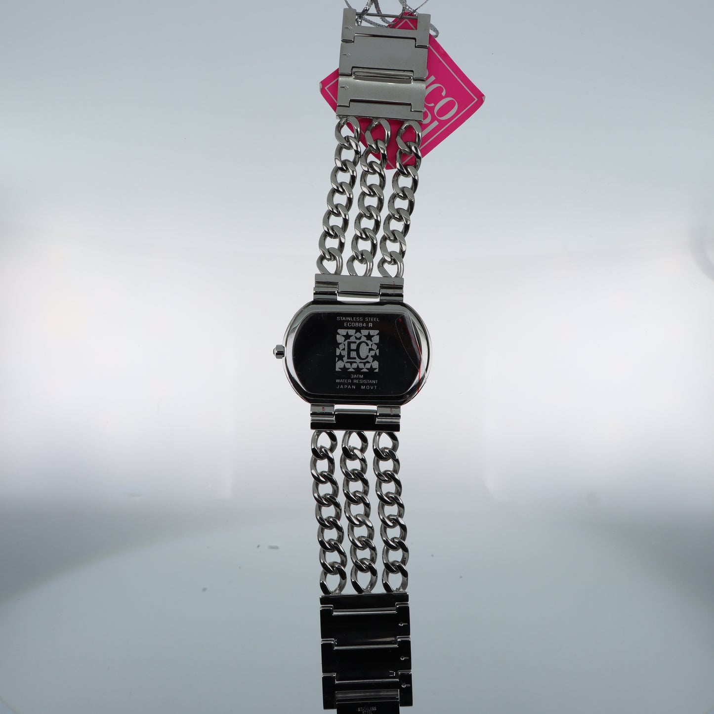 Enrico Coveri - Orologio Donna Cassa Barrel Pavé Tripla Catena Gunmetal Quadrante Bianco