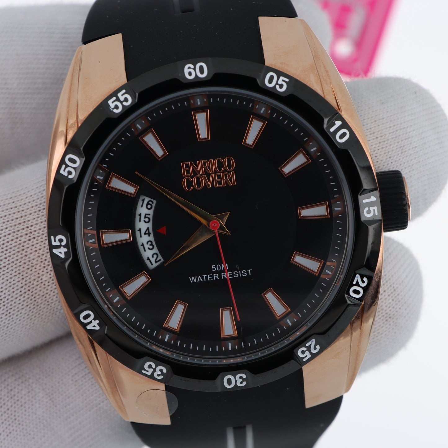 Enrico Coveri - Orologio Uomo Sport Rose Gold Quadrante Nero Water Resist 50M
