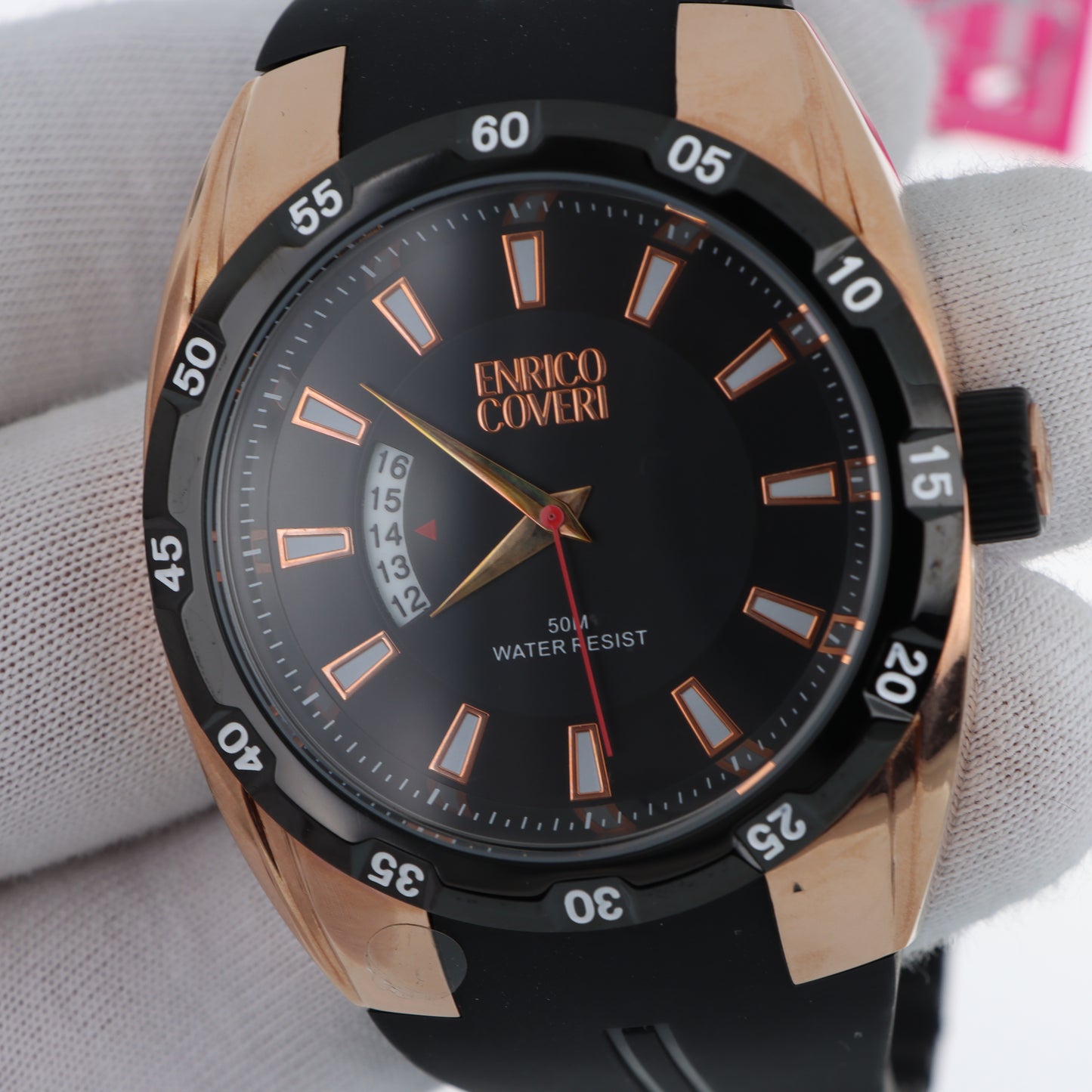 Enrico Coveri - Orologio Uomo Sport Rose Gold Quadrante Nero Water Resist 50M
