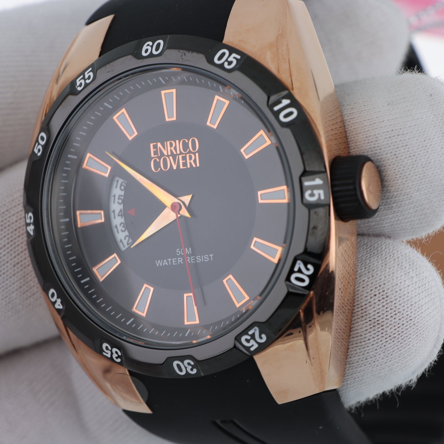 Enrico Coveri - Orologio Uomo Sport Rose Gold Quadrante Nero Water Resist 50M
