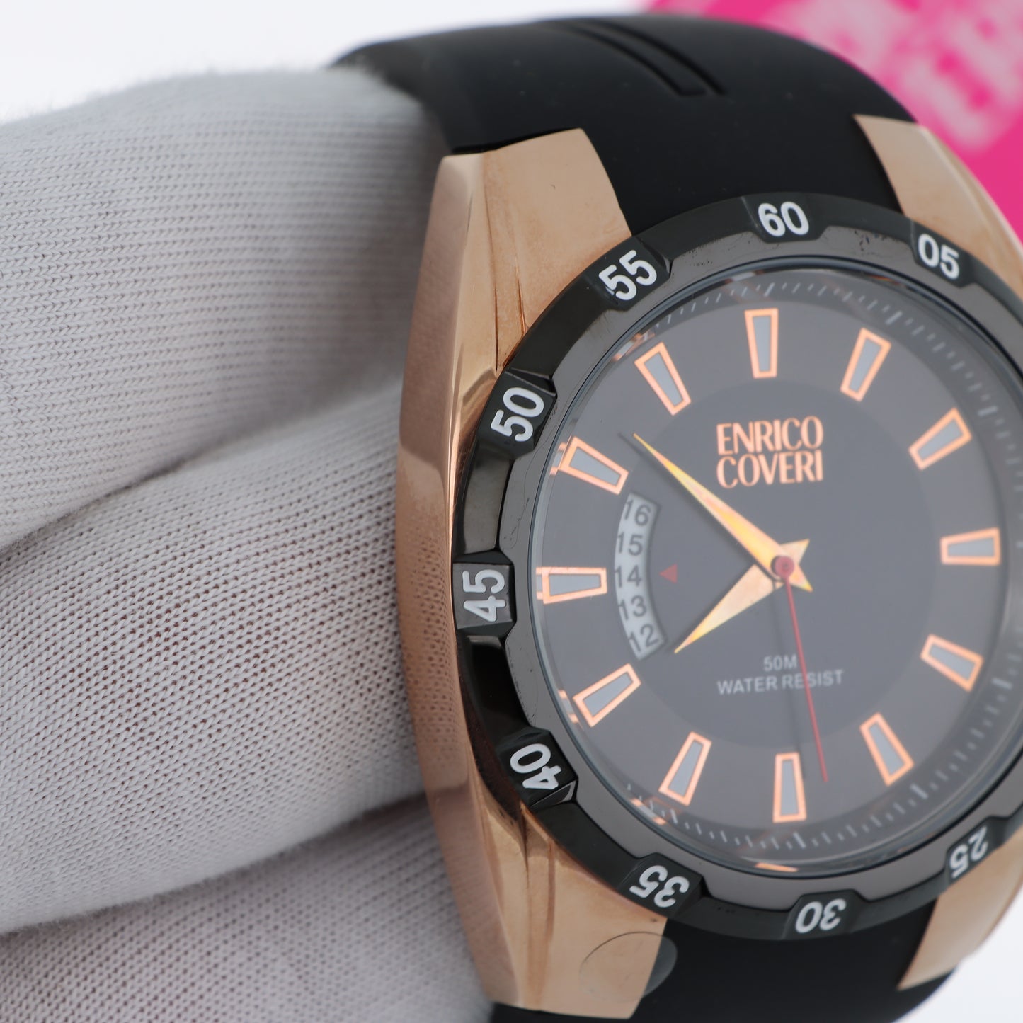 Enrico Coveri - Orologio Uomo Sport Rose Gold Quadrante Nero Water Resist 50M