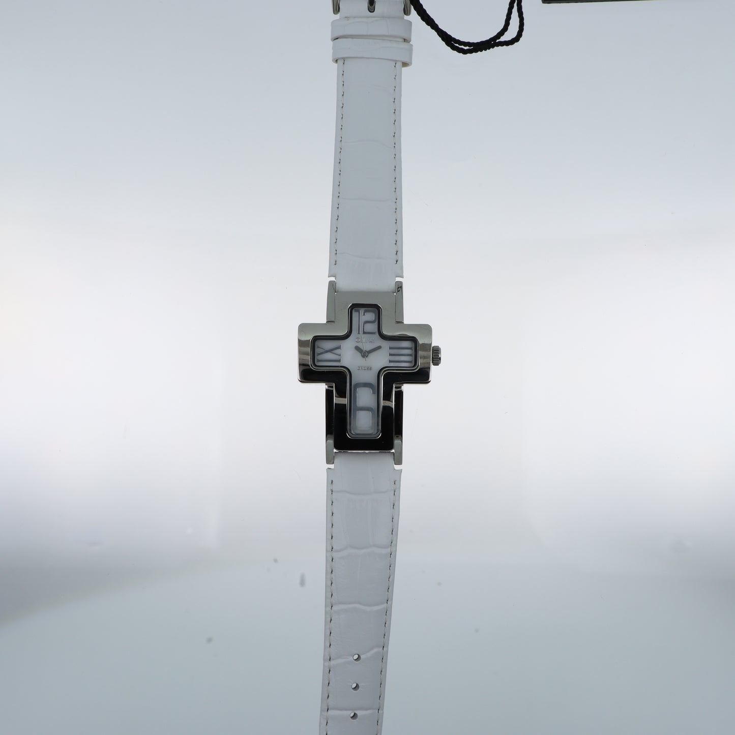 O.I.W. Cross White - Orologio Donna Cassa a Croce Quadrante Madreperla Cinturino Pelle Bianco