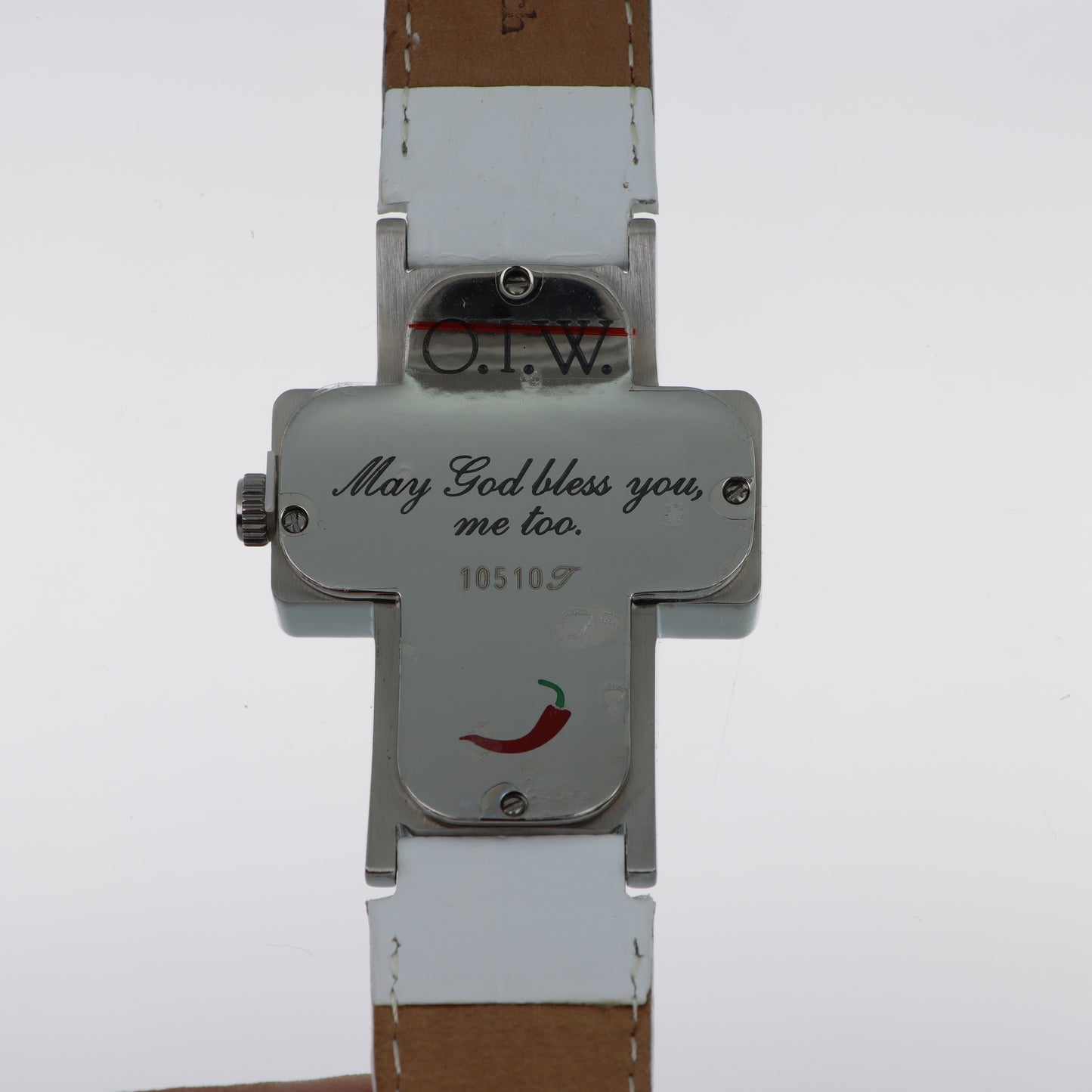 O.I.W. Cross White - Orologio Donna Cassa a Croce Quadrante Madreperla Cinturino Pelle Bianco
