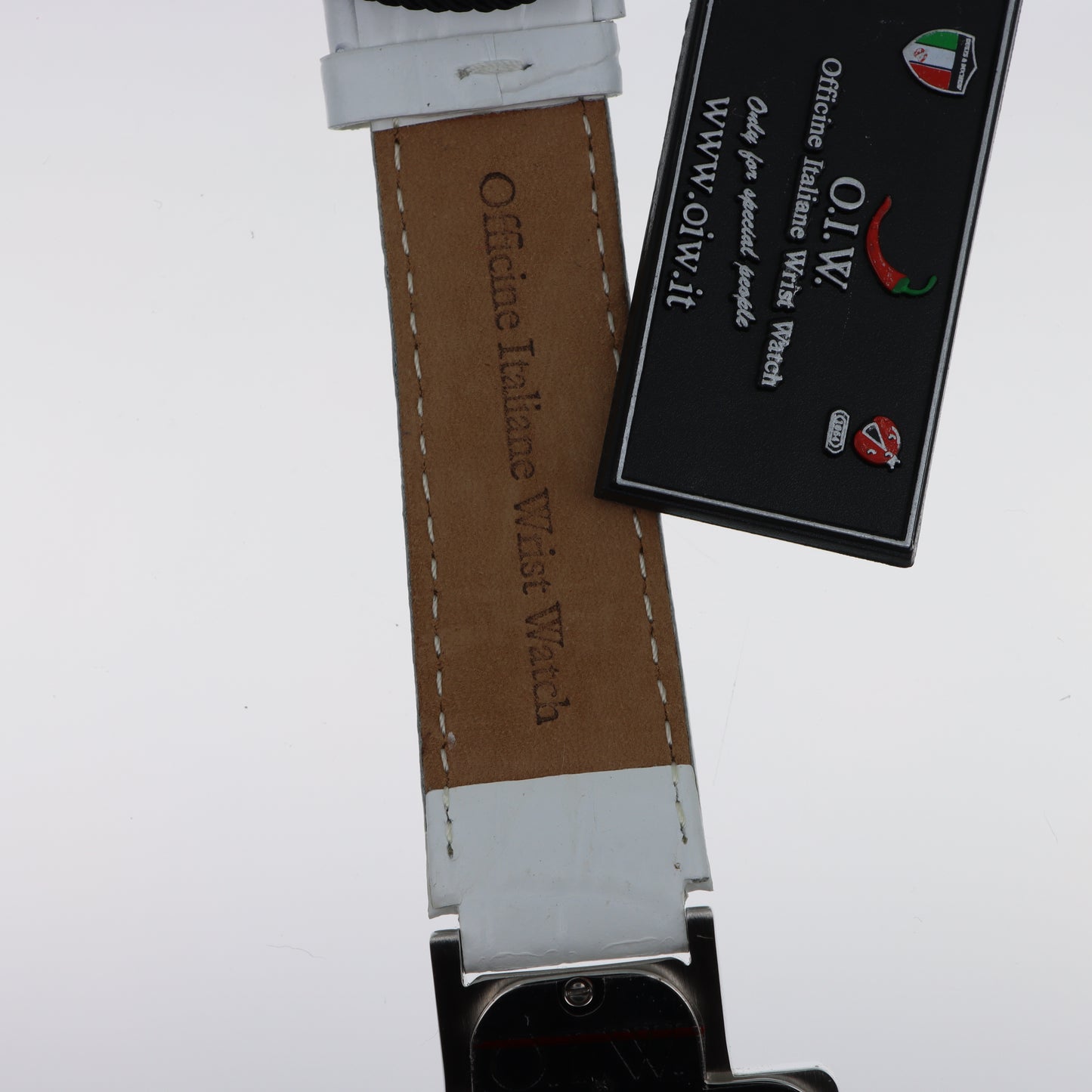 O.I.W. Cross White - Orologio Donna Cassa a Croce Quadrante Madreperla Cinturino Pelle Bianco